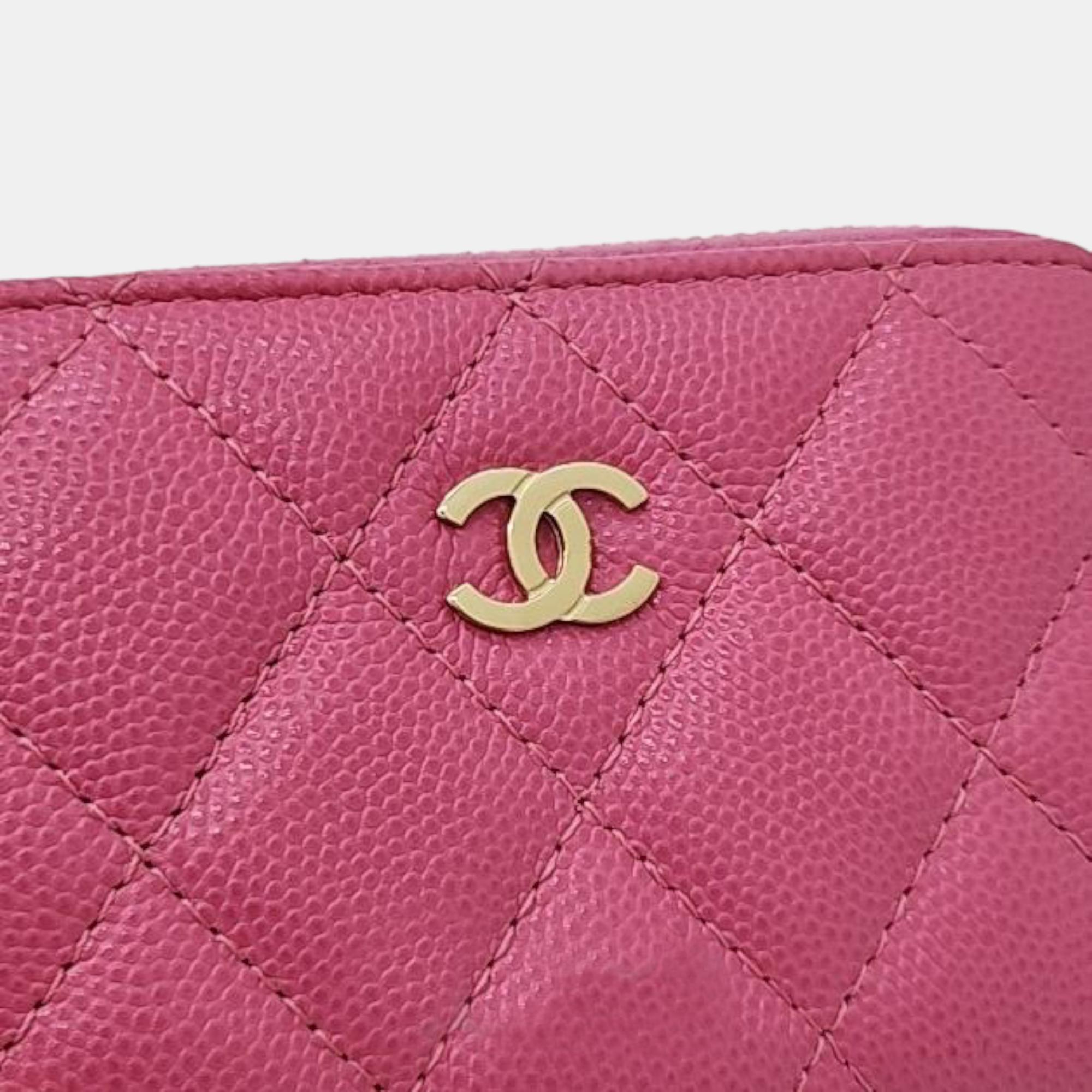 Chanel Pink Caviar card wallet 