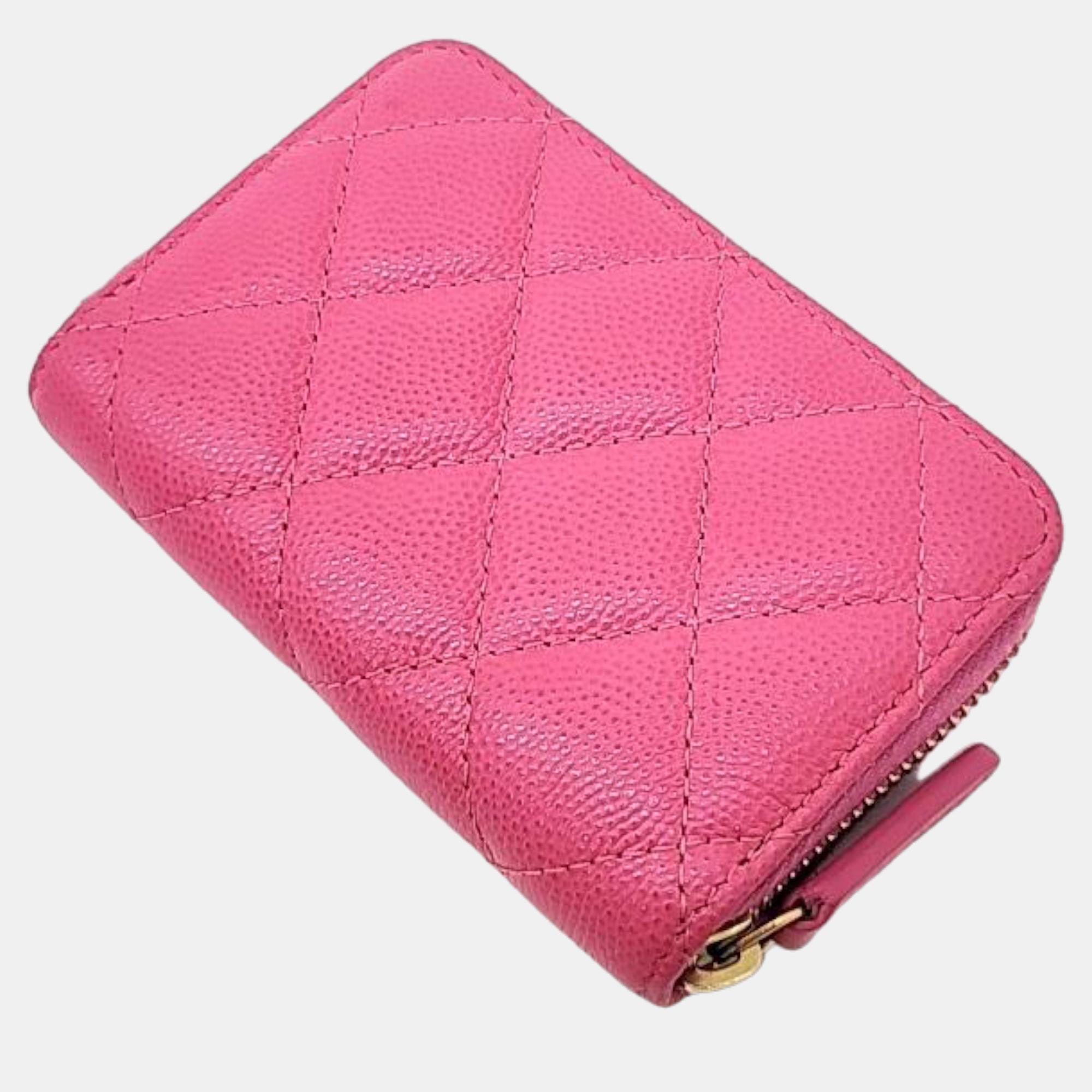 Chanel Pink Caviar card wallet 