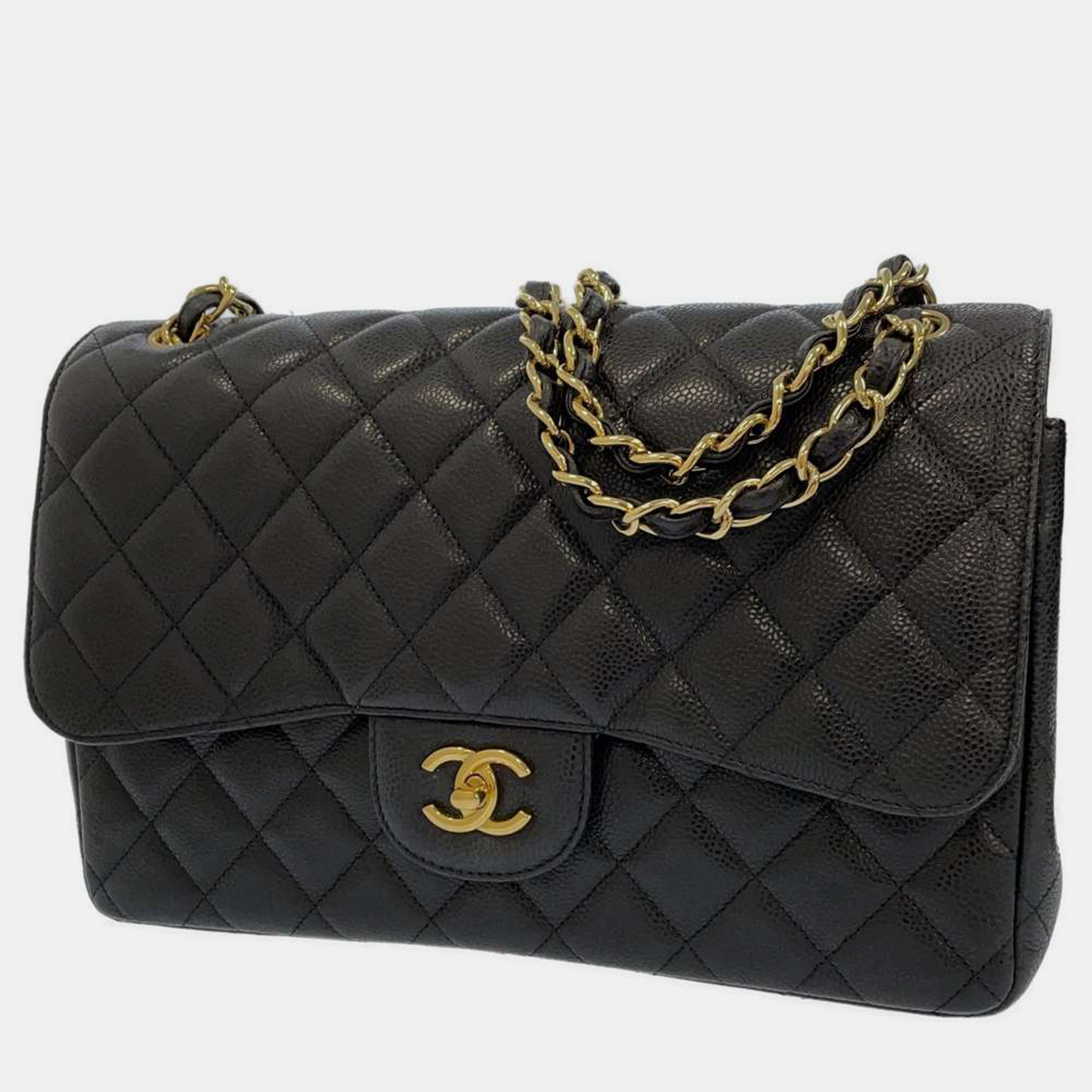 Pre-owned Chanel Black Leather Jumbo Classic Double Flap Bag