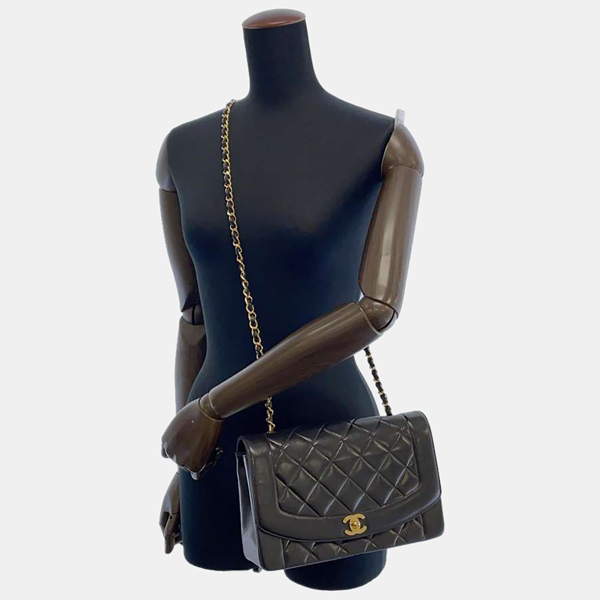 

Chanel Black Leather Diana Flap Bag