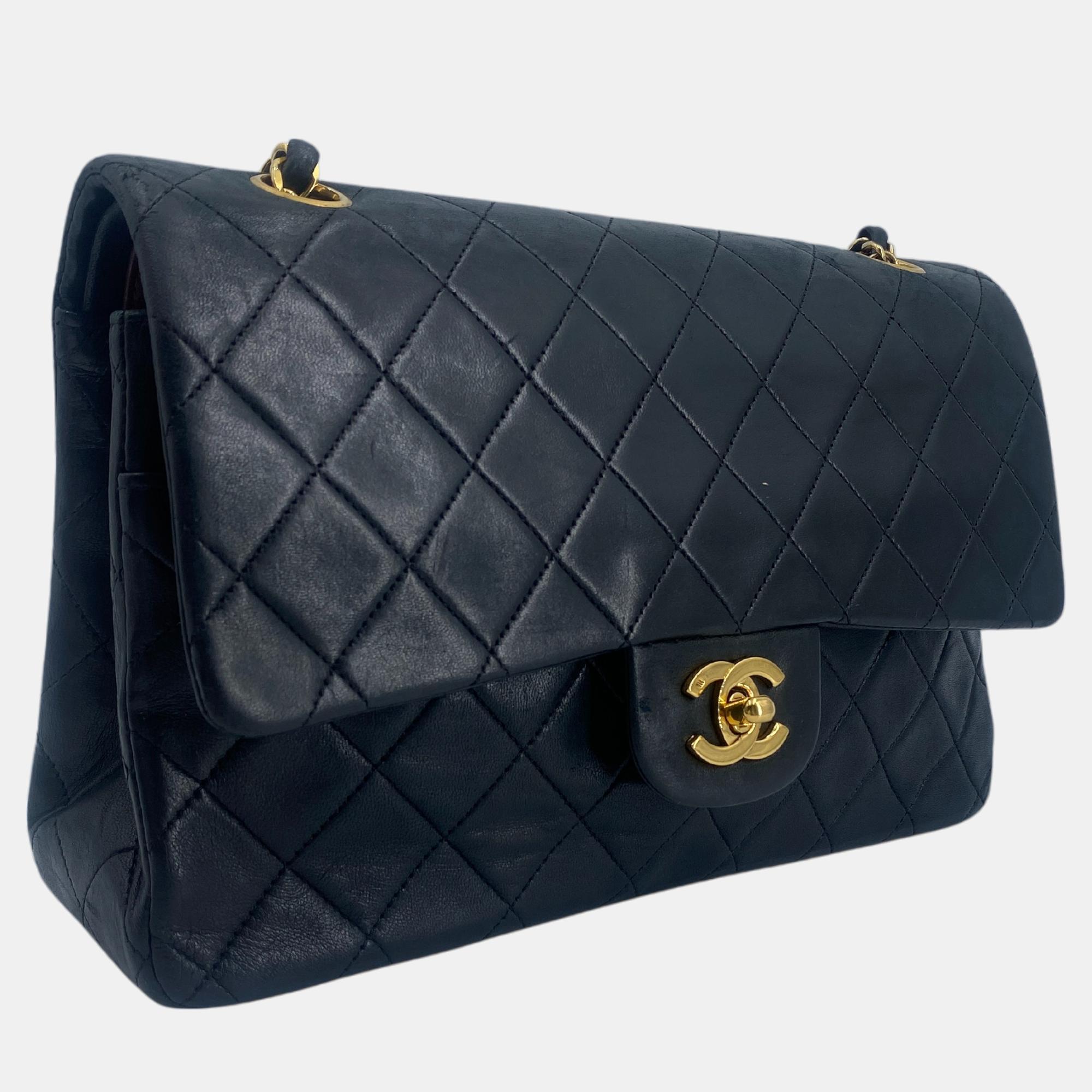 

Chanel Black Leather CC Double Flap bag