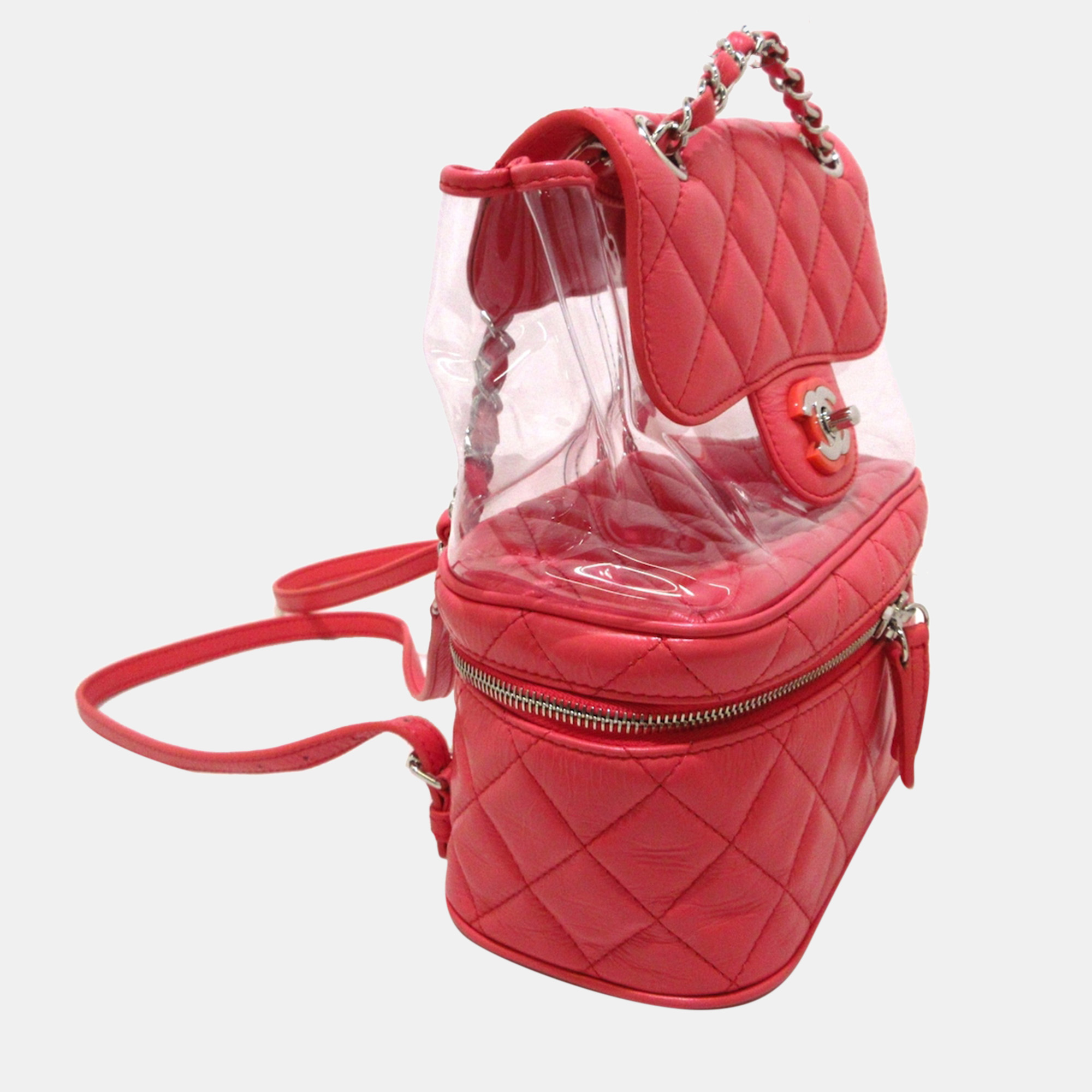 

Chanel Red Leather CC backpack bag