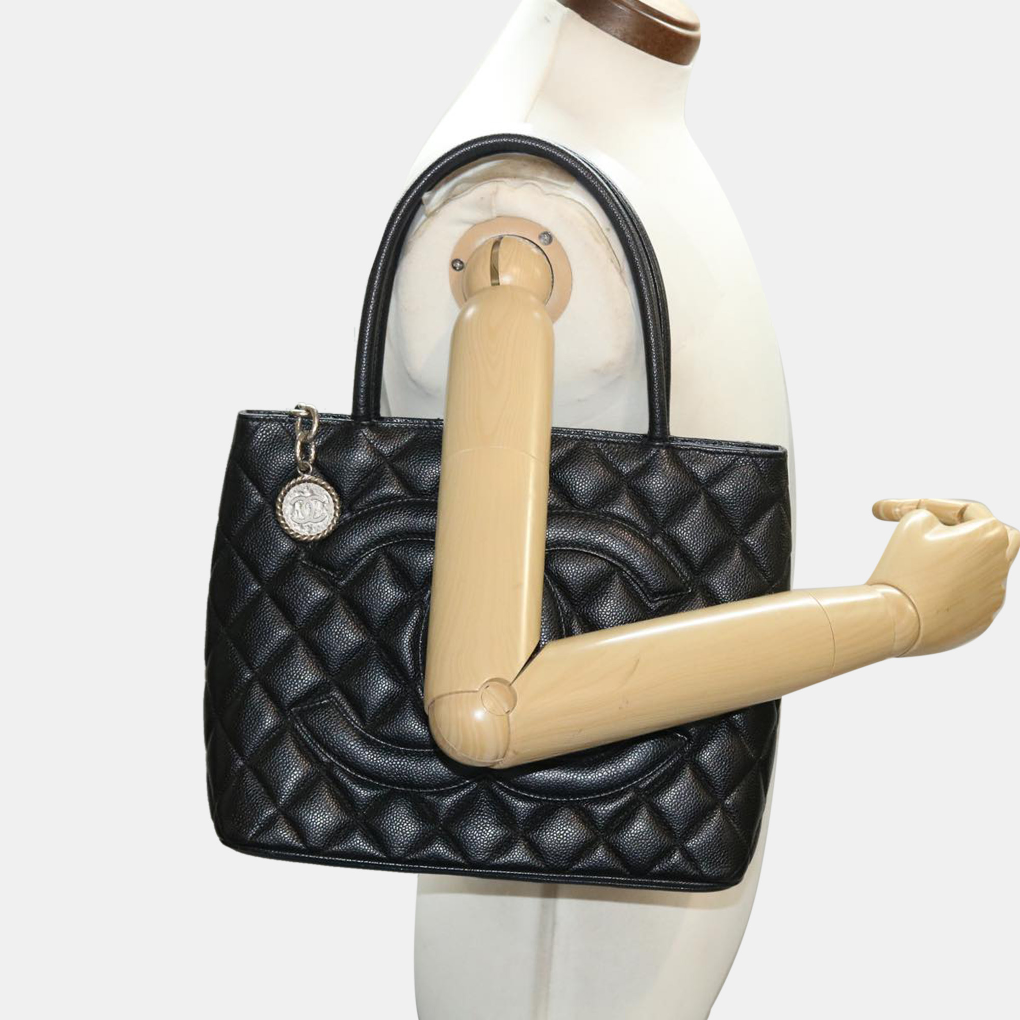 

Chanel Black Leather Medallion tote bag