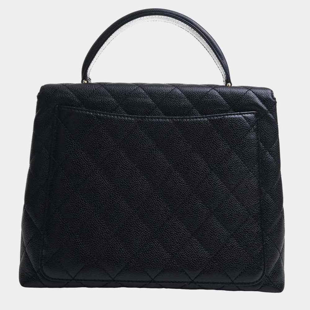 

Chanel Black Caviar Leather Kelly Flap Top Handle Bag