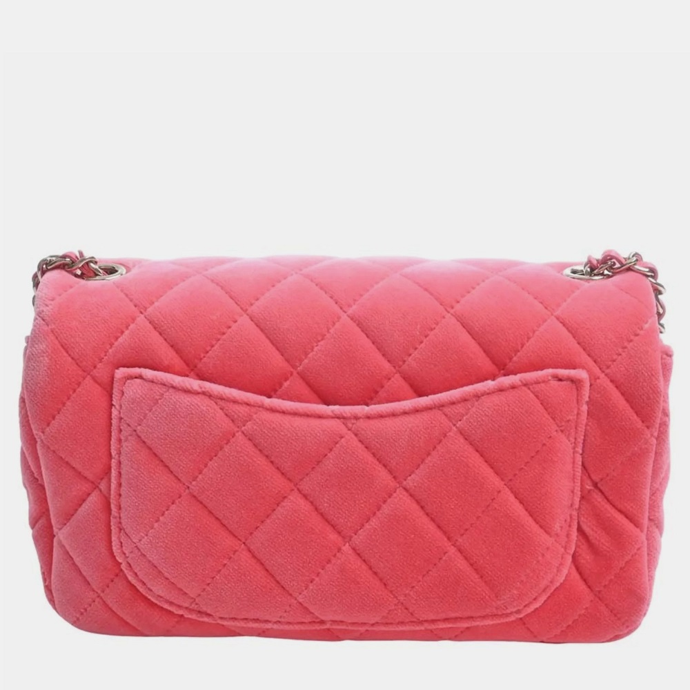 

Chanel Pink Leather Velvet Flap Bag Shoulder Bag