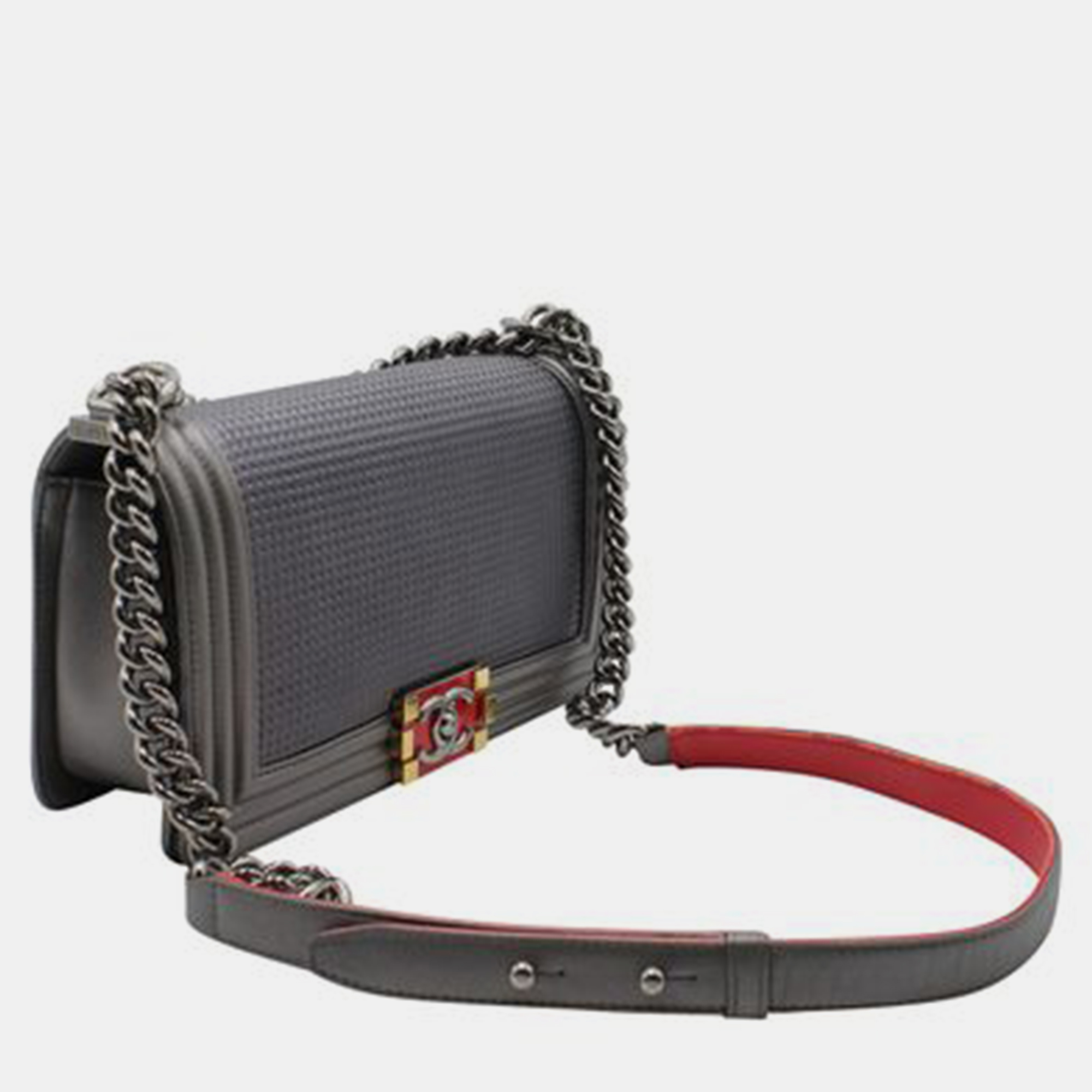 

CHANEL Dark Grey/Silver Boy Bag Cruise Collection 2014 SHOULDER BAGS