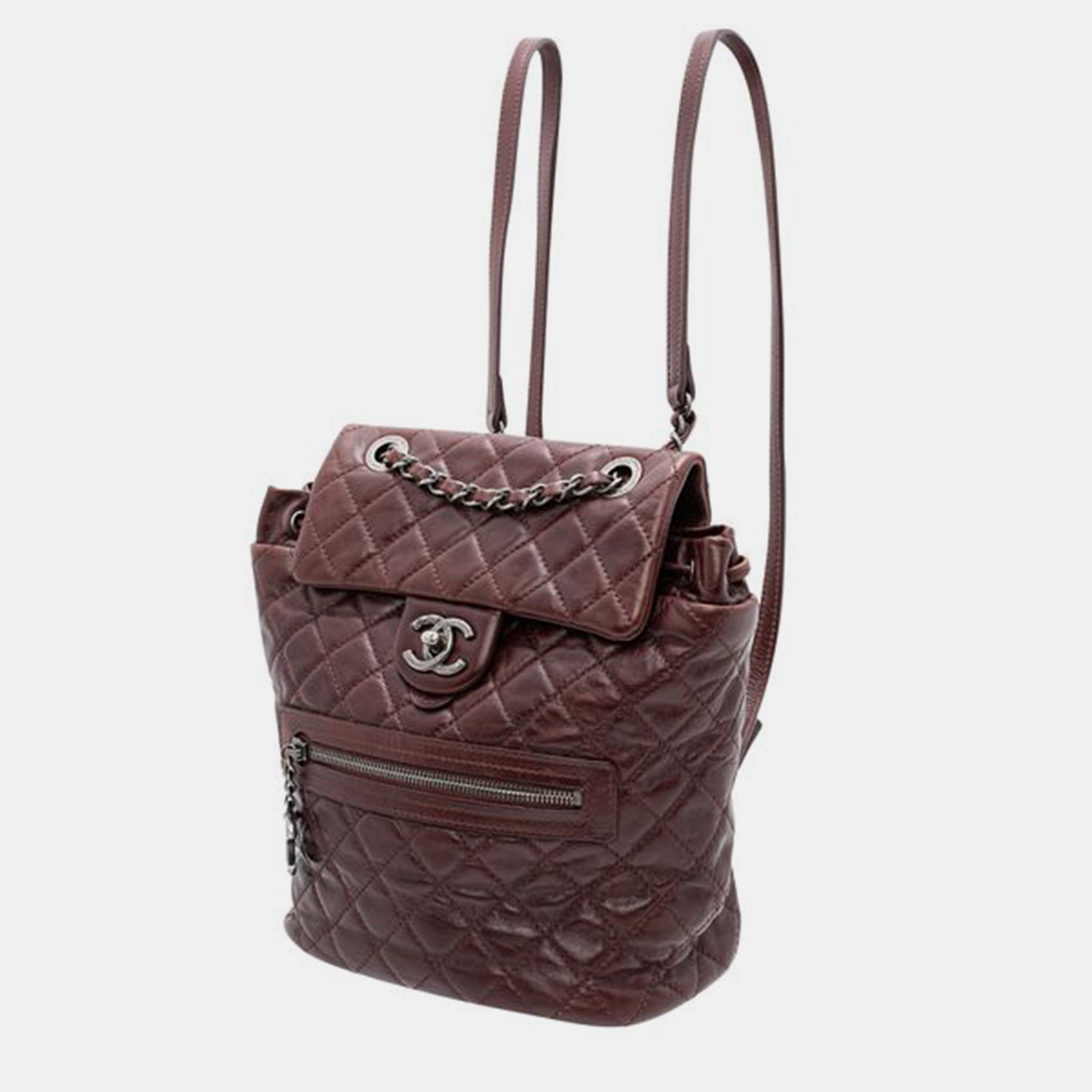 

CHANEL Paris-salzburg Mountain Maroon Calfskin Leather Backpack SHOULDER BAGS, Brown