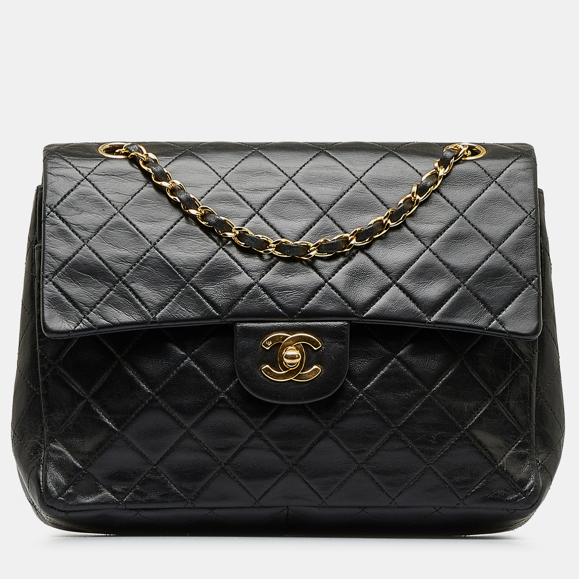 

Chanel Black Medium Tall Classic Lambskin Double Flap