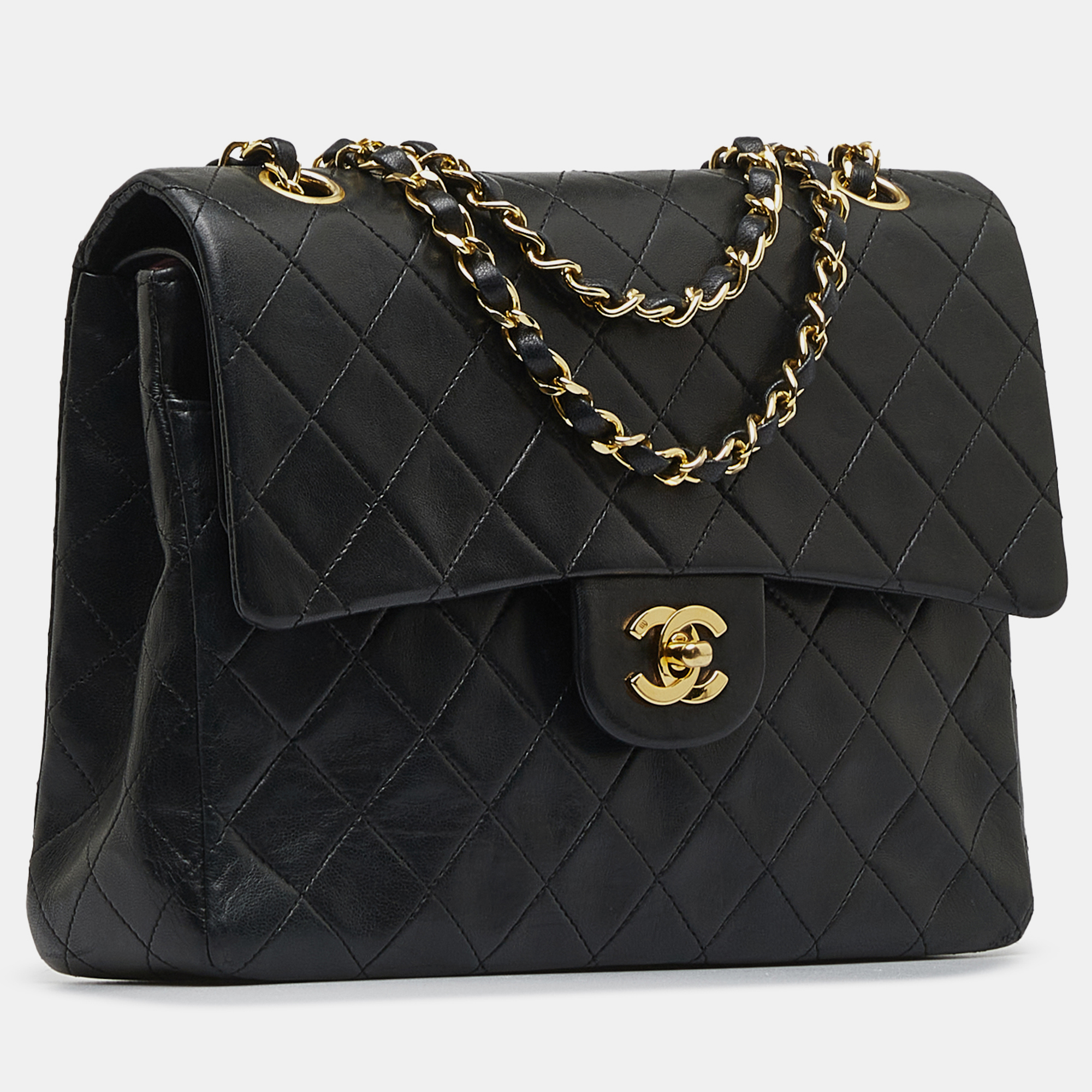 

Chanel Medium Tall Classic Lambskin Double Flap, Black