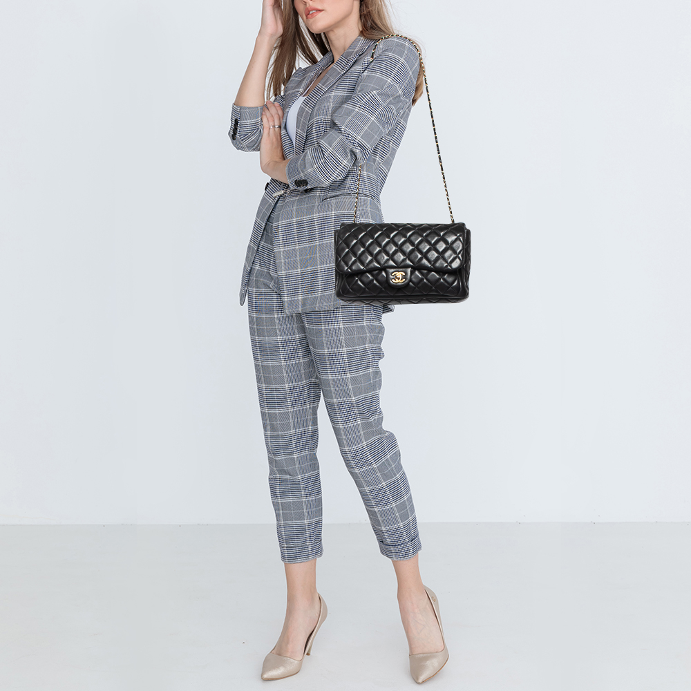 

Chanel Black Quilted Lambskin Leather Flap Shoulder Bag