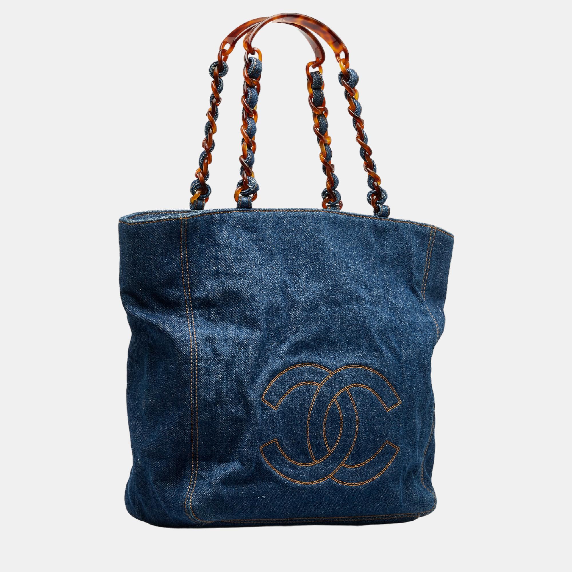 

Chanel Blue CC Denim Tote Bag