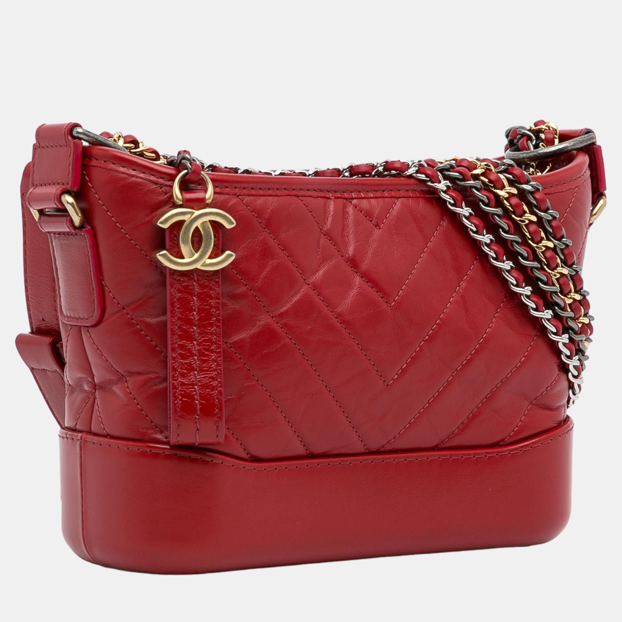 

Chanel Red Small Lambskin Gabrielle Crossbody Bag