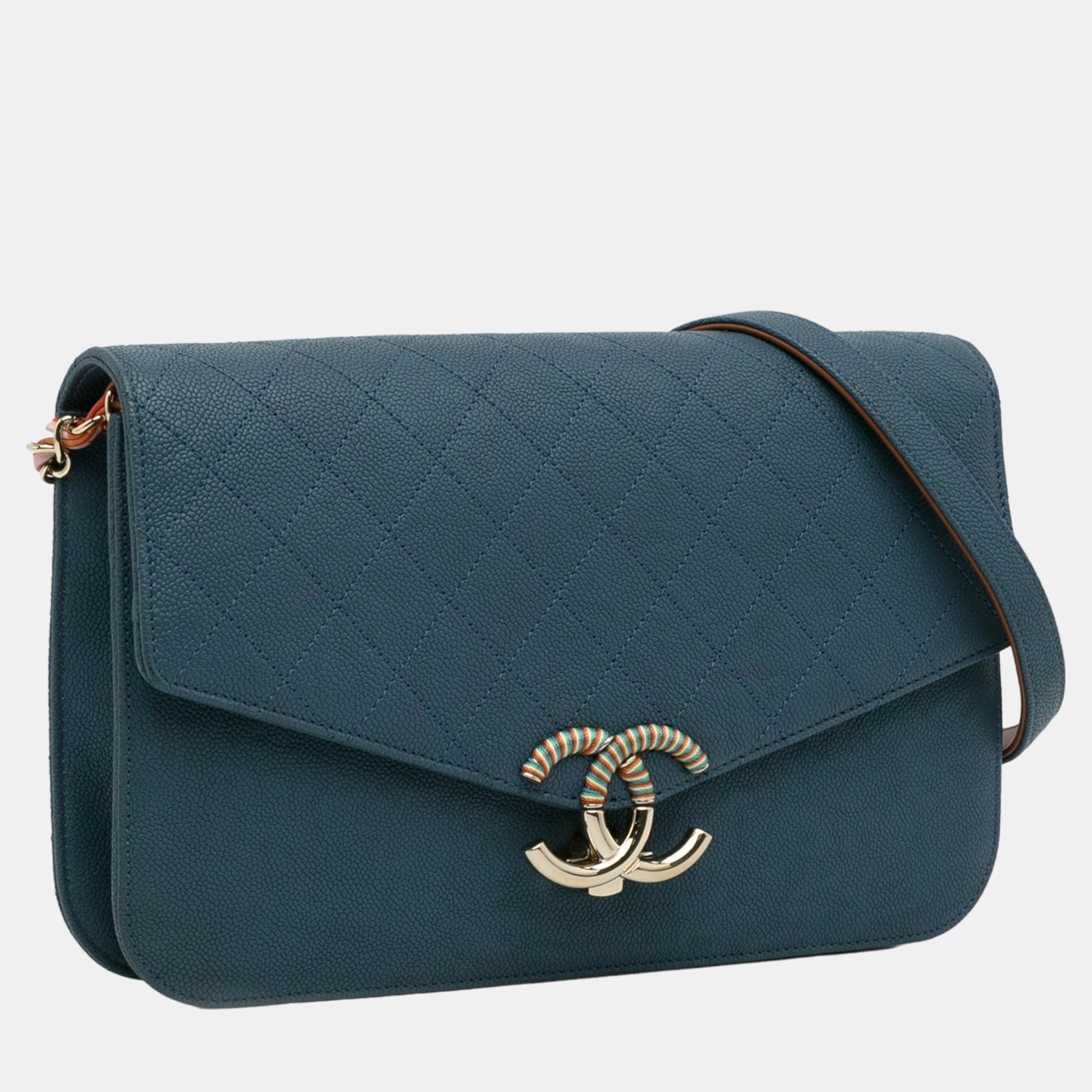 

Chanel Blue Thread Around Chain Flap