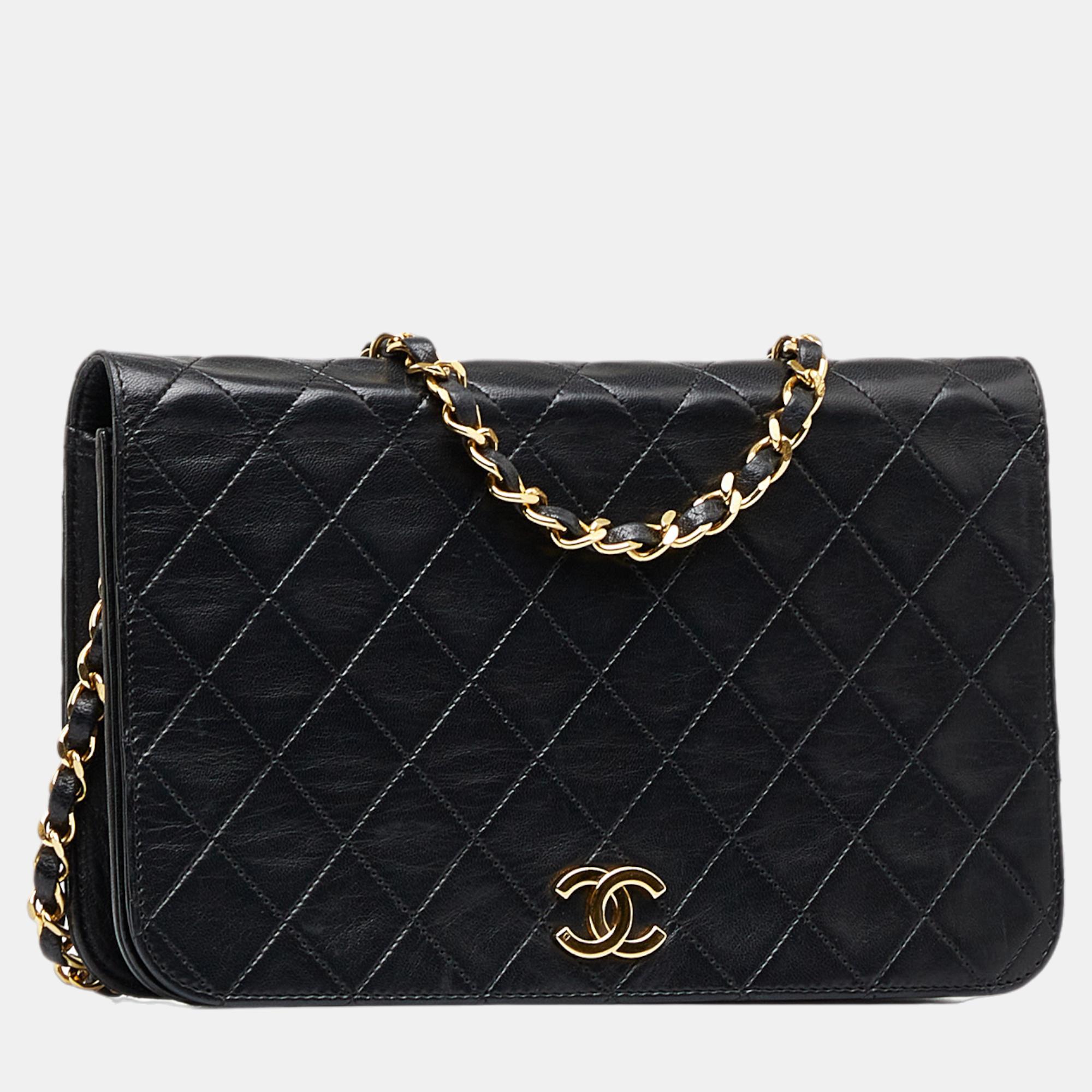 

Chanel Black Small CC Quilted Full Flap Shoulder Bag
