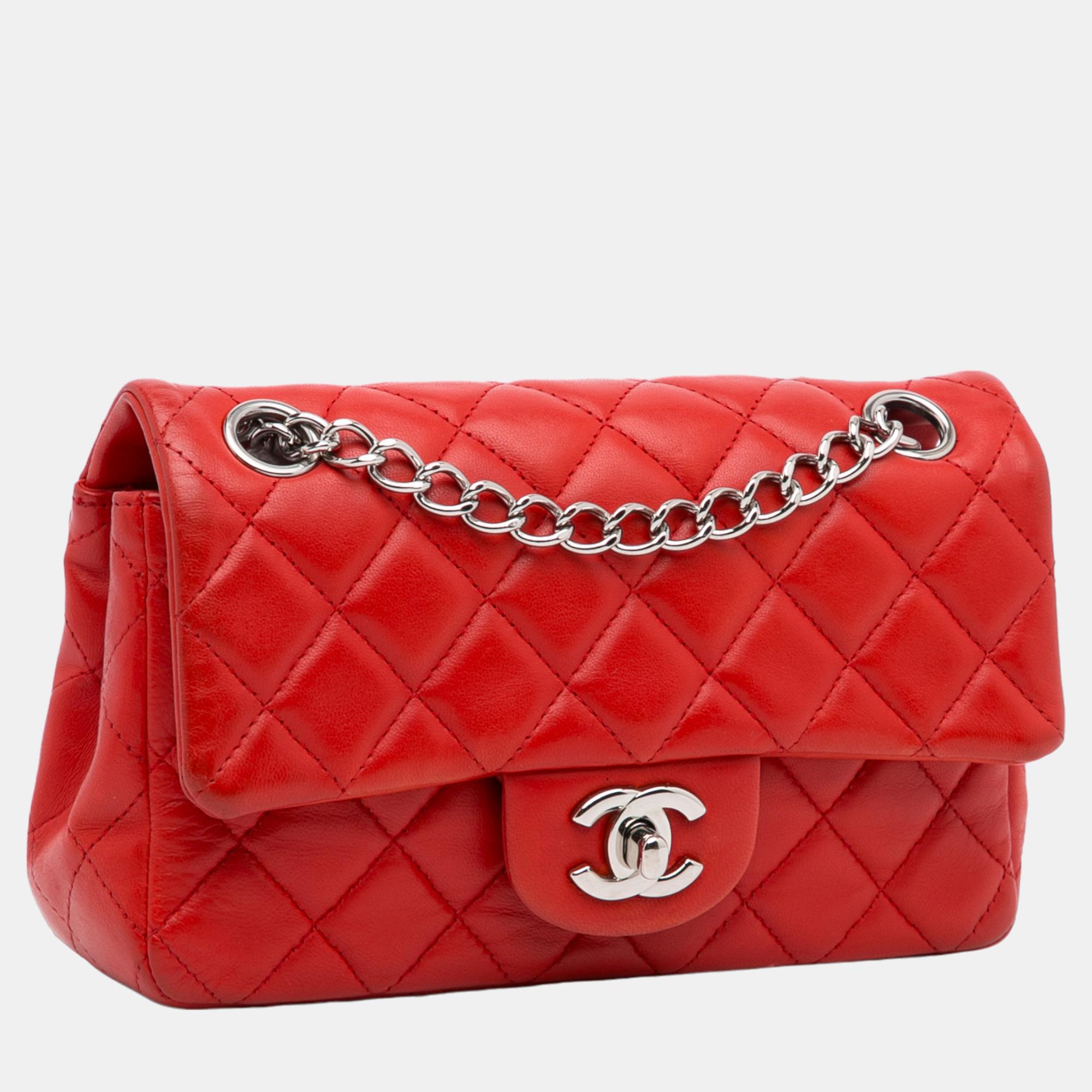 

Chanel Red New Mini Classic Lambskin Single Flap