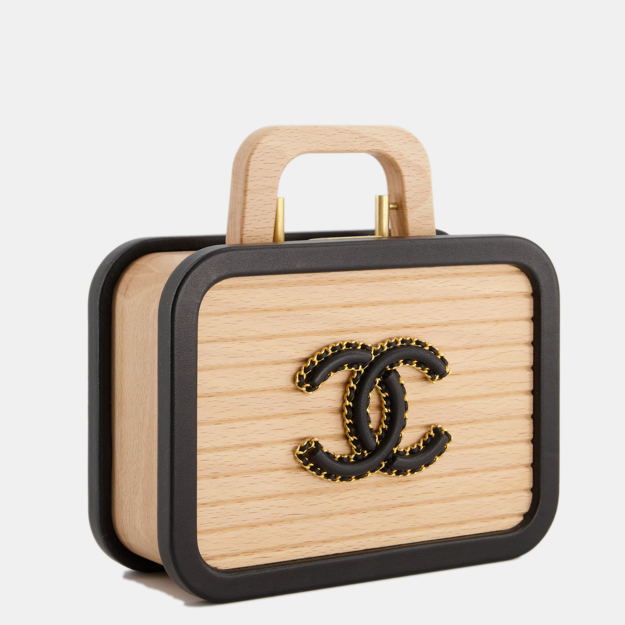 

Chanel Cruise 2022 Beech Wood Vanity Case Bag with CC Logo, Black