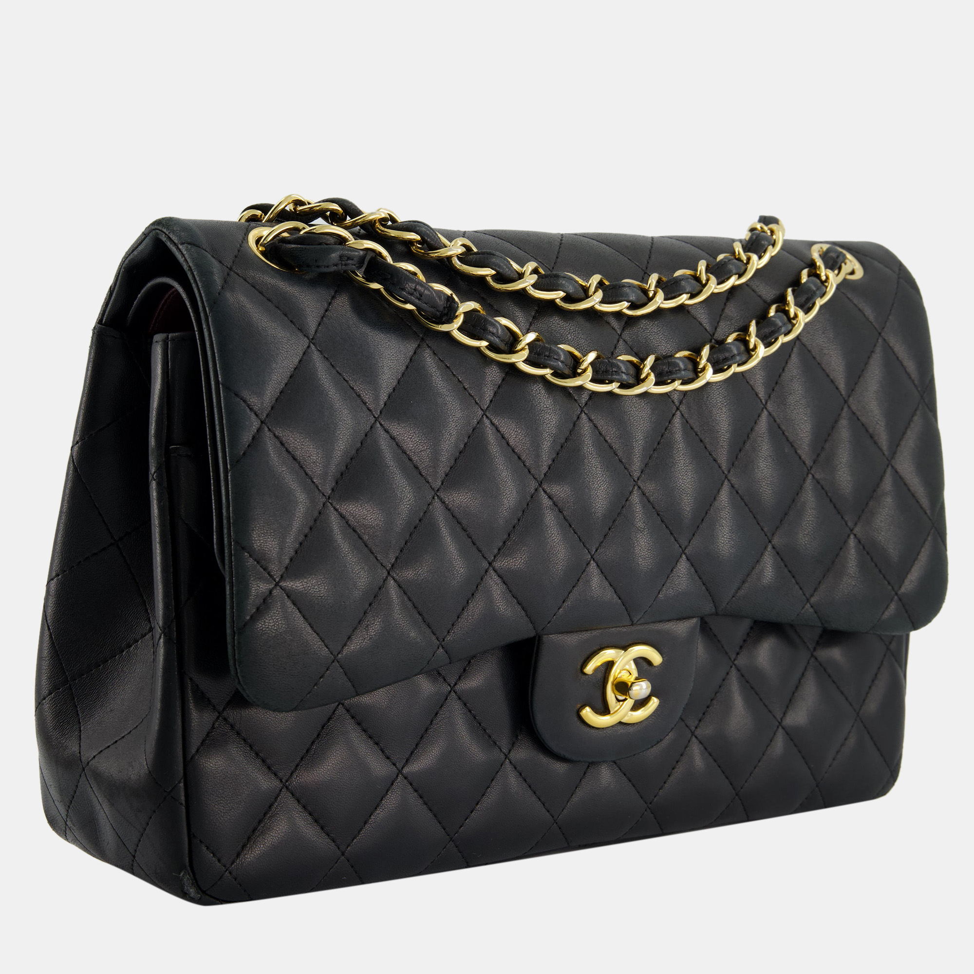 

Chanel Black Jumbo Classic Double Flap Bag in Lambskin with Gold Hardware Bag