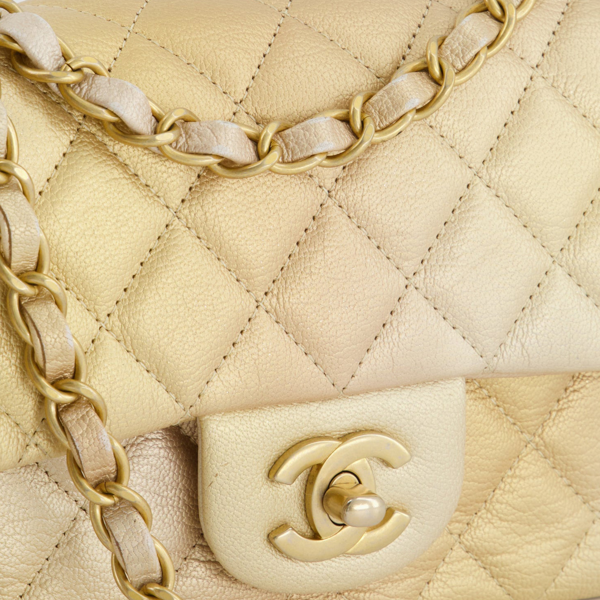 

Chanel Metallic Gold Ombre Mini Rectangular in Aged Calfskin with Brushed Gold Hardware
