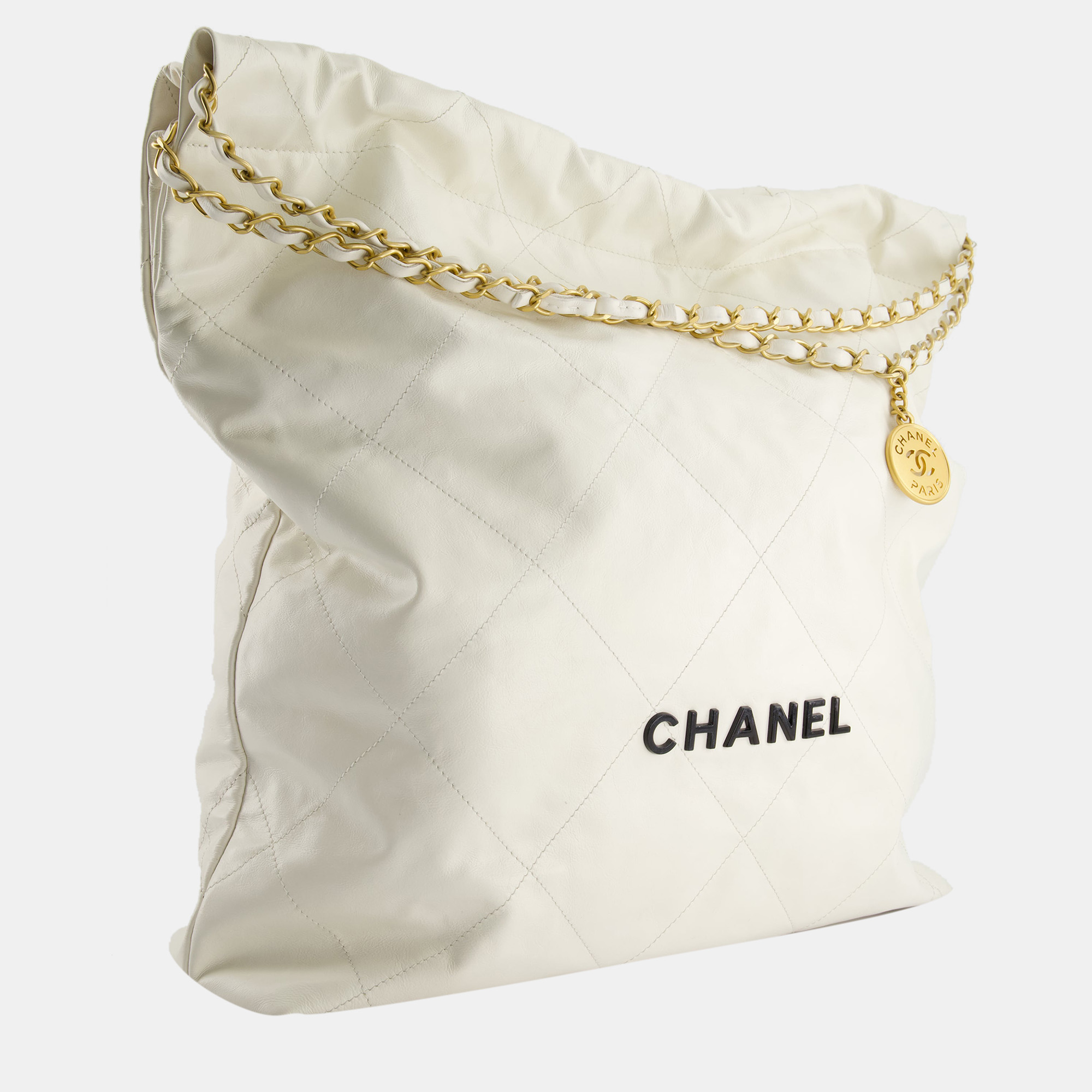 

Chanel 22 Bag in White Aged Calfskin with Brushed Gold Hardware
