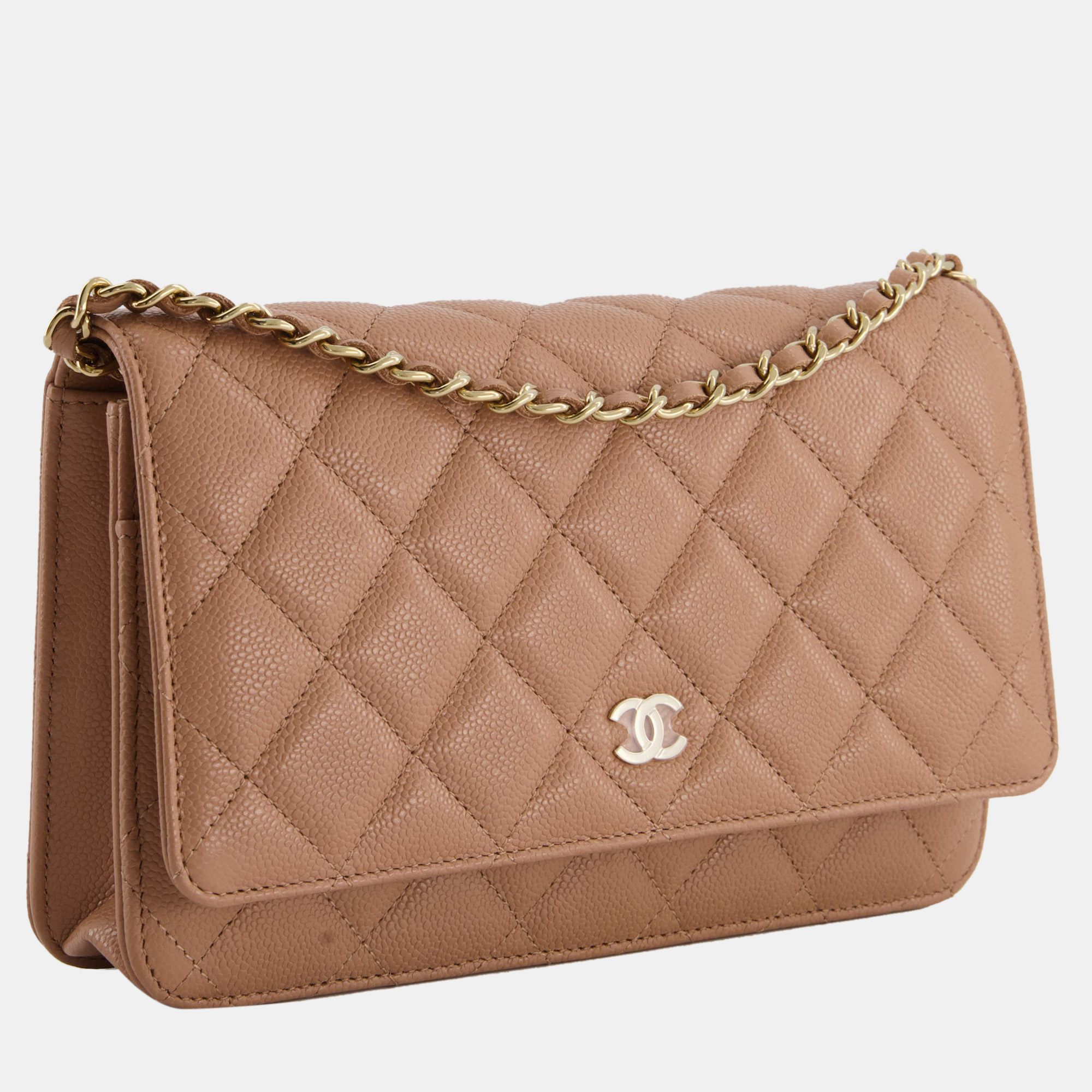 

Chanel Caramel Wallet on Chain in Caviar with Champagne Gold Hardware, Brown