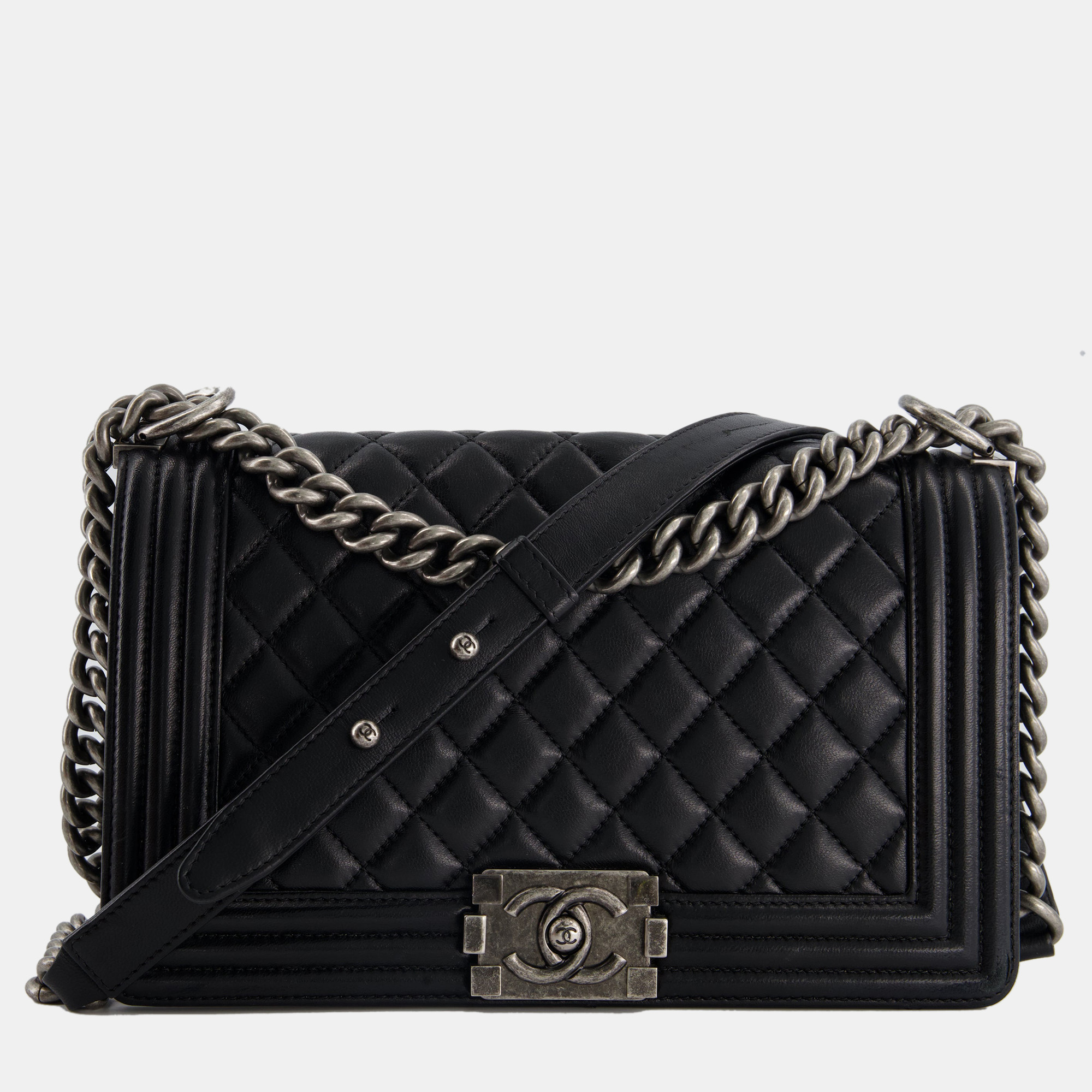 

Chanel Black Medium Boy Bag with Gunmetal Hardware RRP Â£5500