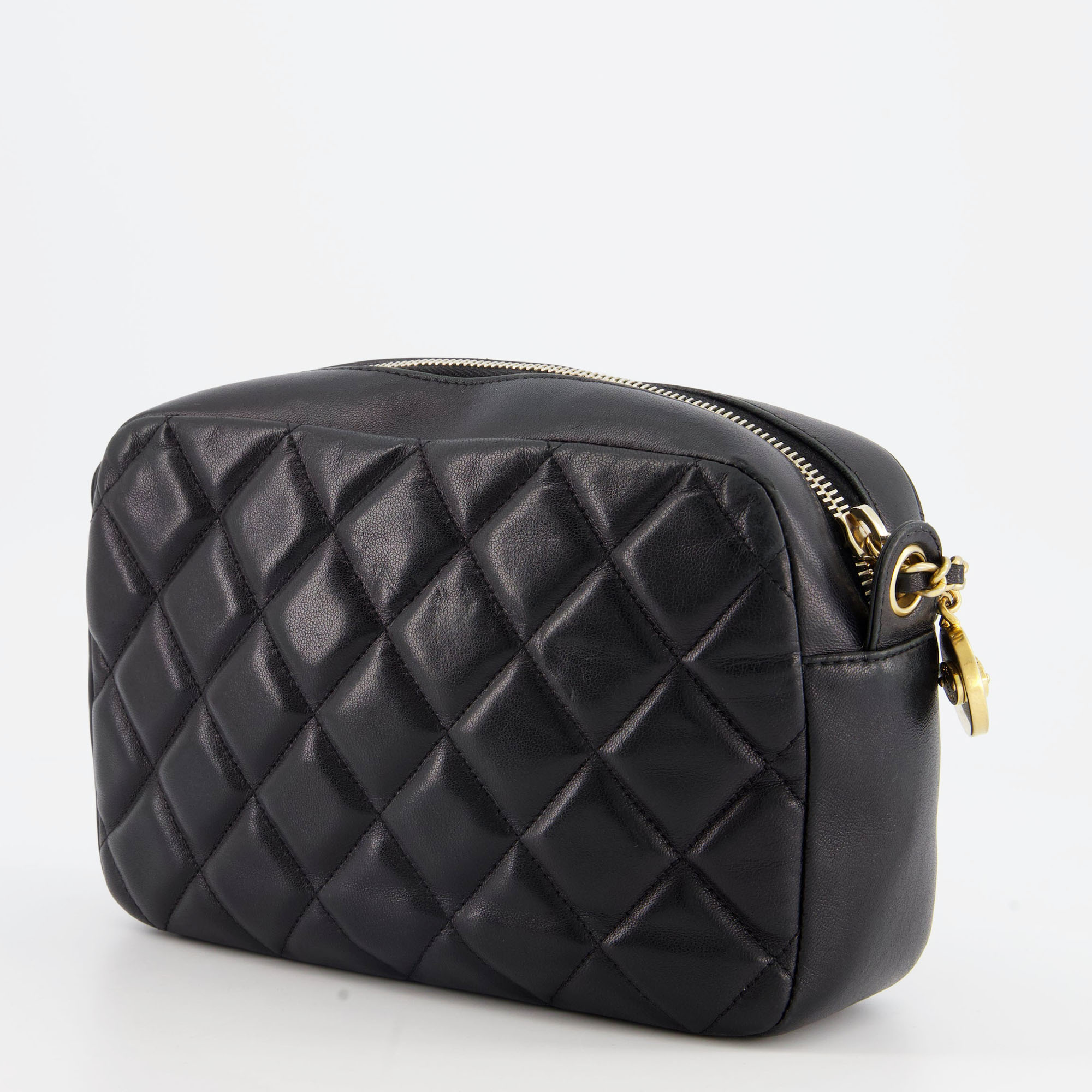 

Chanel Black Quilted CC Lambskin Bag with Strap Detailing