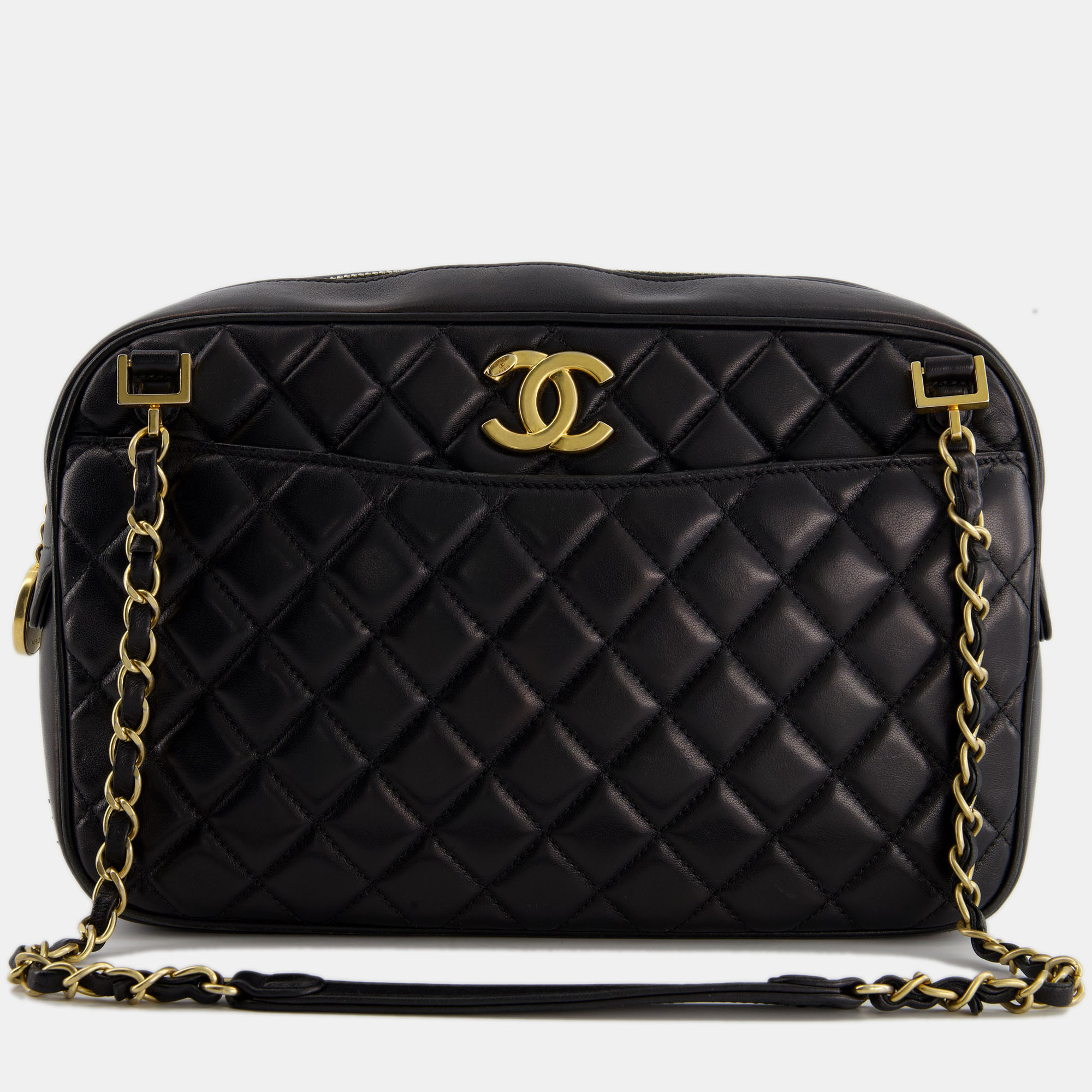 

Chanel Black Crossbody Camera Bag in Quilted Lambskin With Gold Hardware