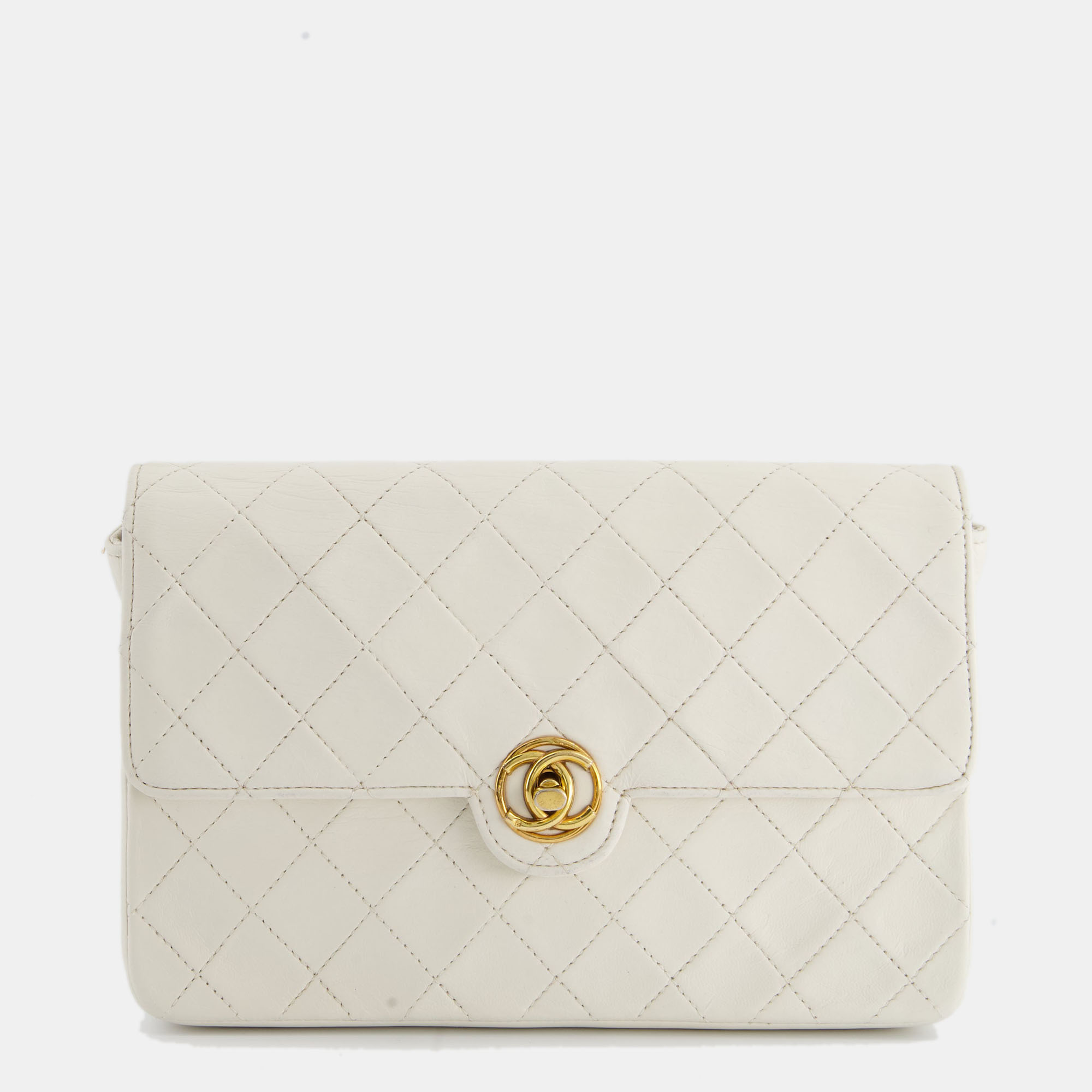

Chanel Vintage White Envelope Crossbody Bag with 24k Gold Hardware