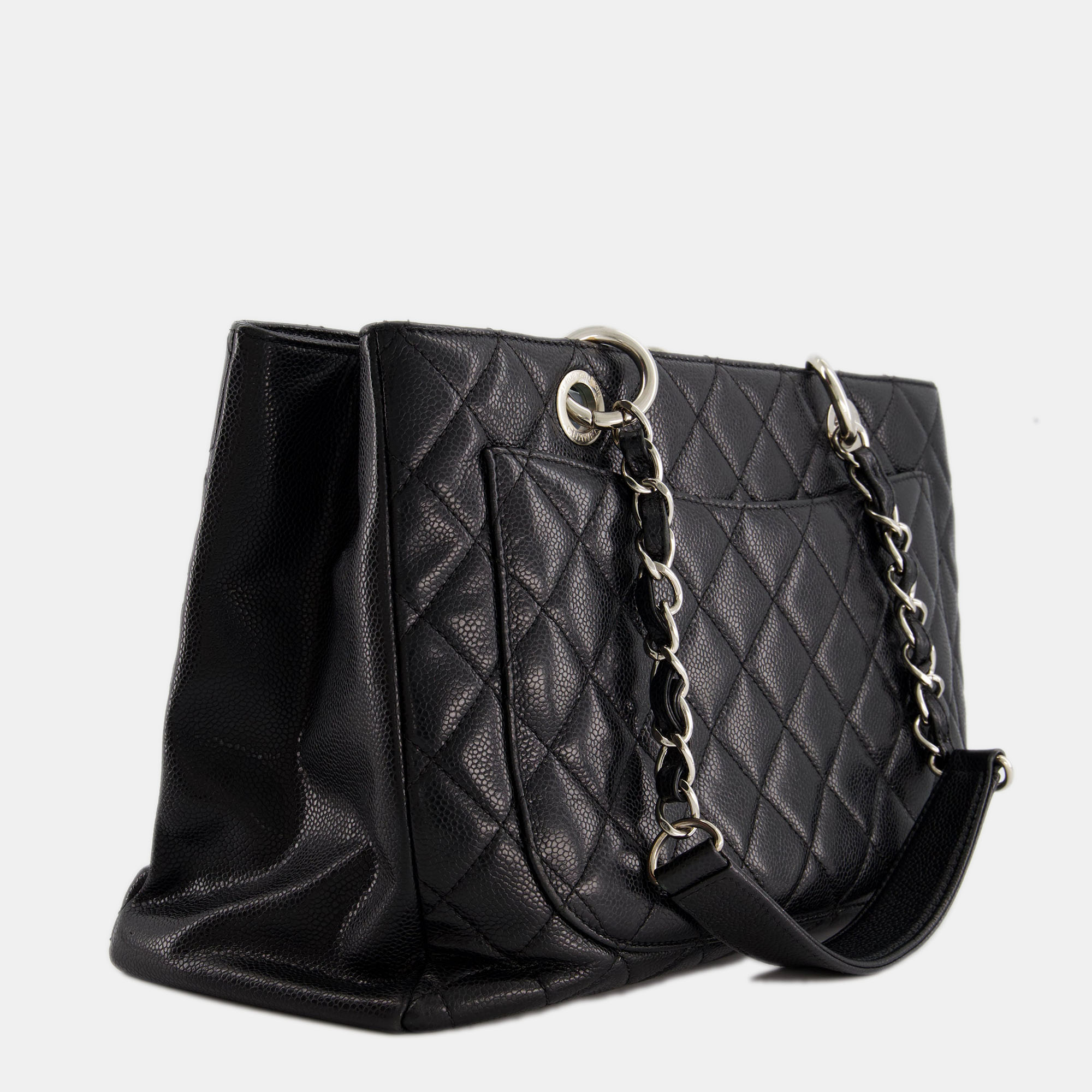 

Chanel Black Caviar GST Grand Shopper Tote Bag With Silver Hardware
