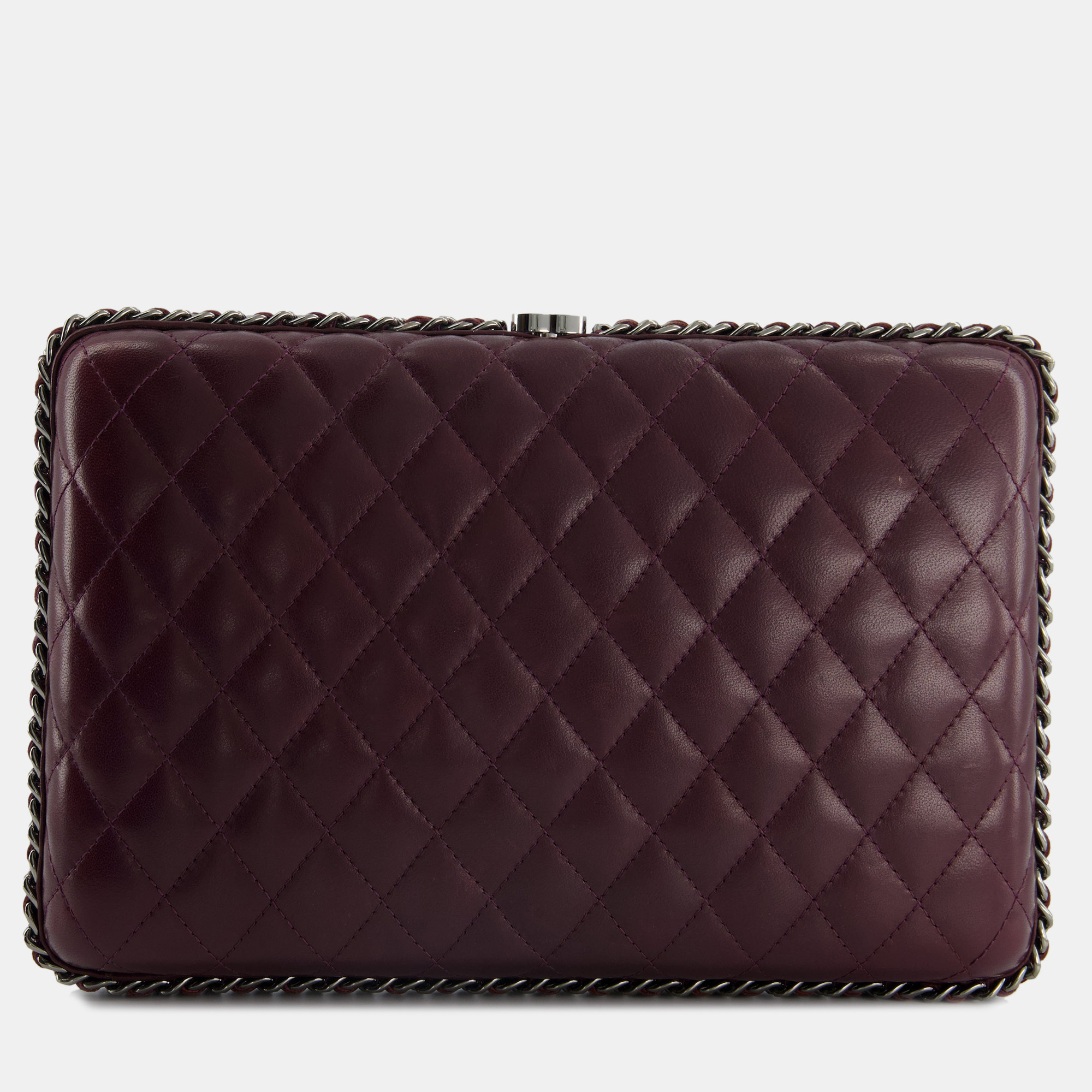 

Chanel Burgundy Clutch On Chain Bag with Chain Details and Gunmetal Hardware, Red