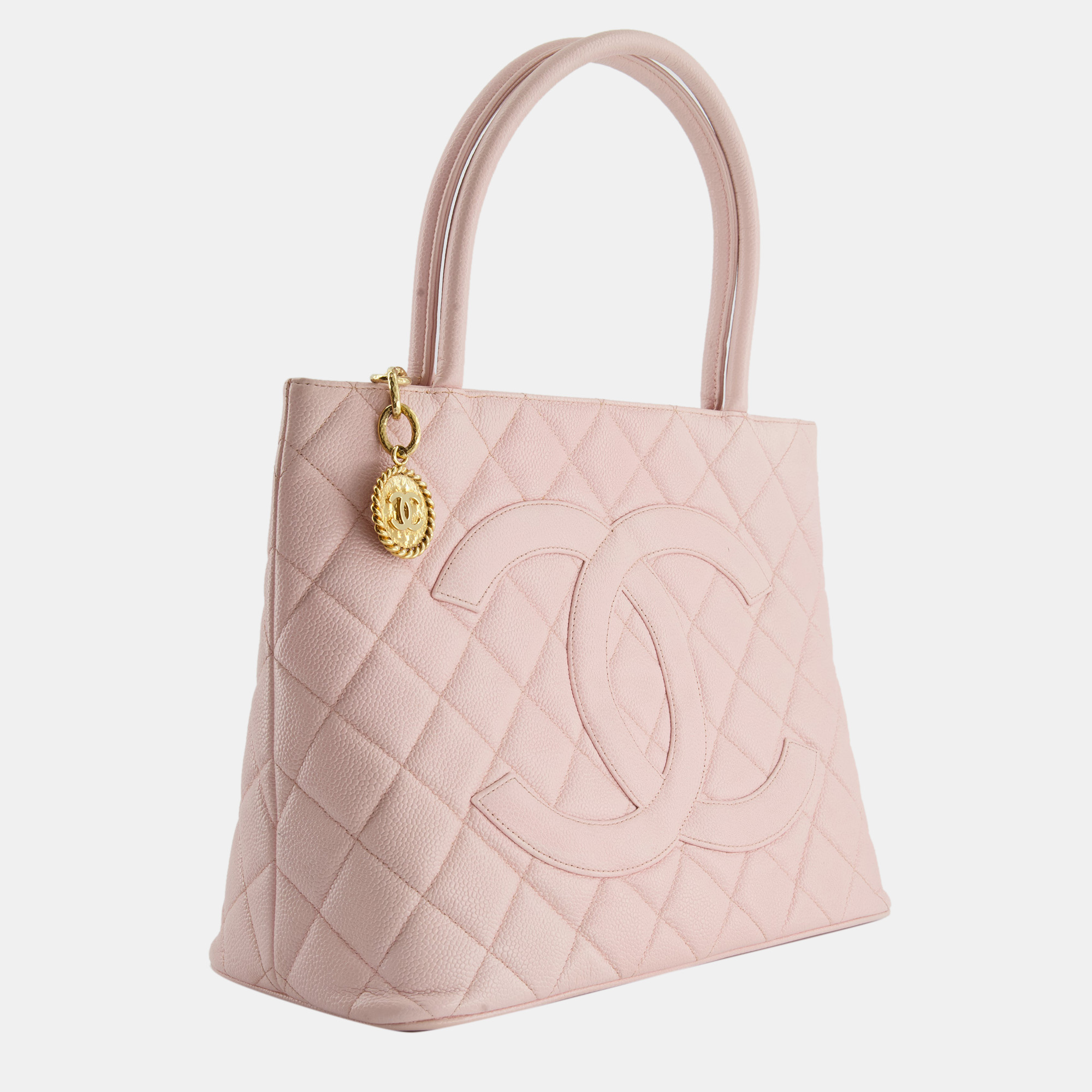 

Chanel Vintage Baby Pink Tote Bag with CC Logo Caviar Leather and 24K Gold Hardware