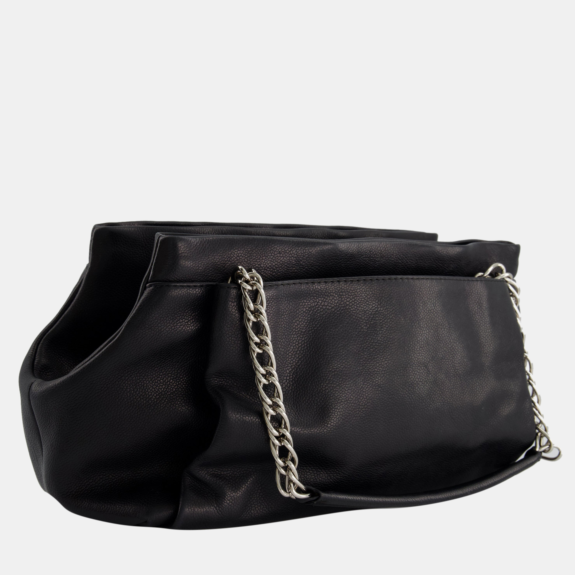 

Chanel Black Caviar Leather CC Logo Shoulder Bag with Silver Hardware
