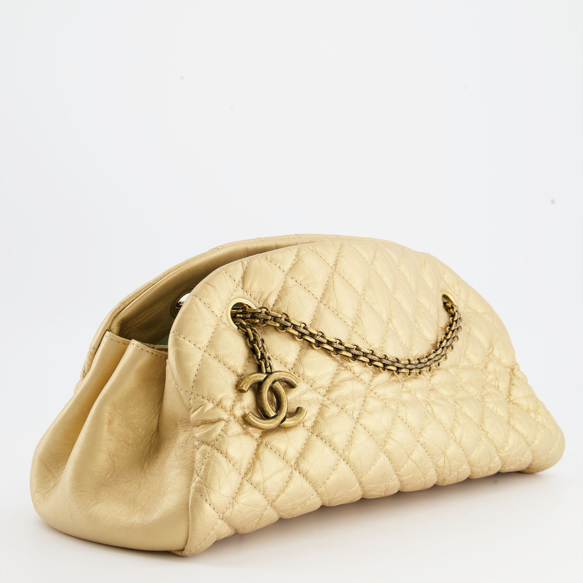 

Chanel Metallic Gold Bowling Bag in Aged Calfskin with Antique Gold Hardware