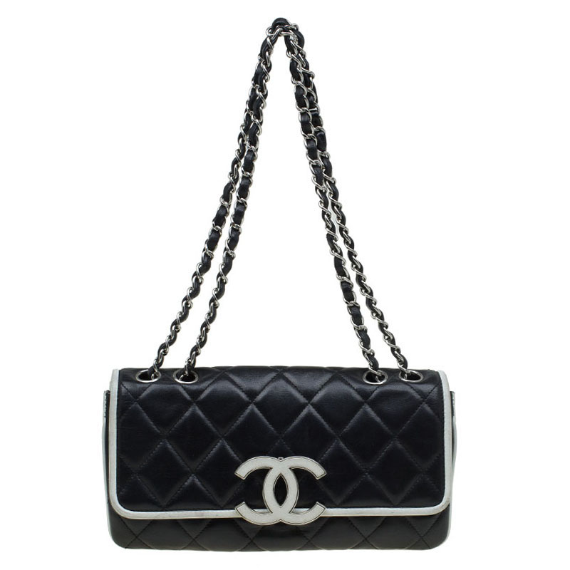 Chanel Black Quilted Leather CC East West Flap Bag