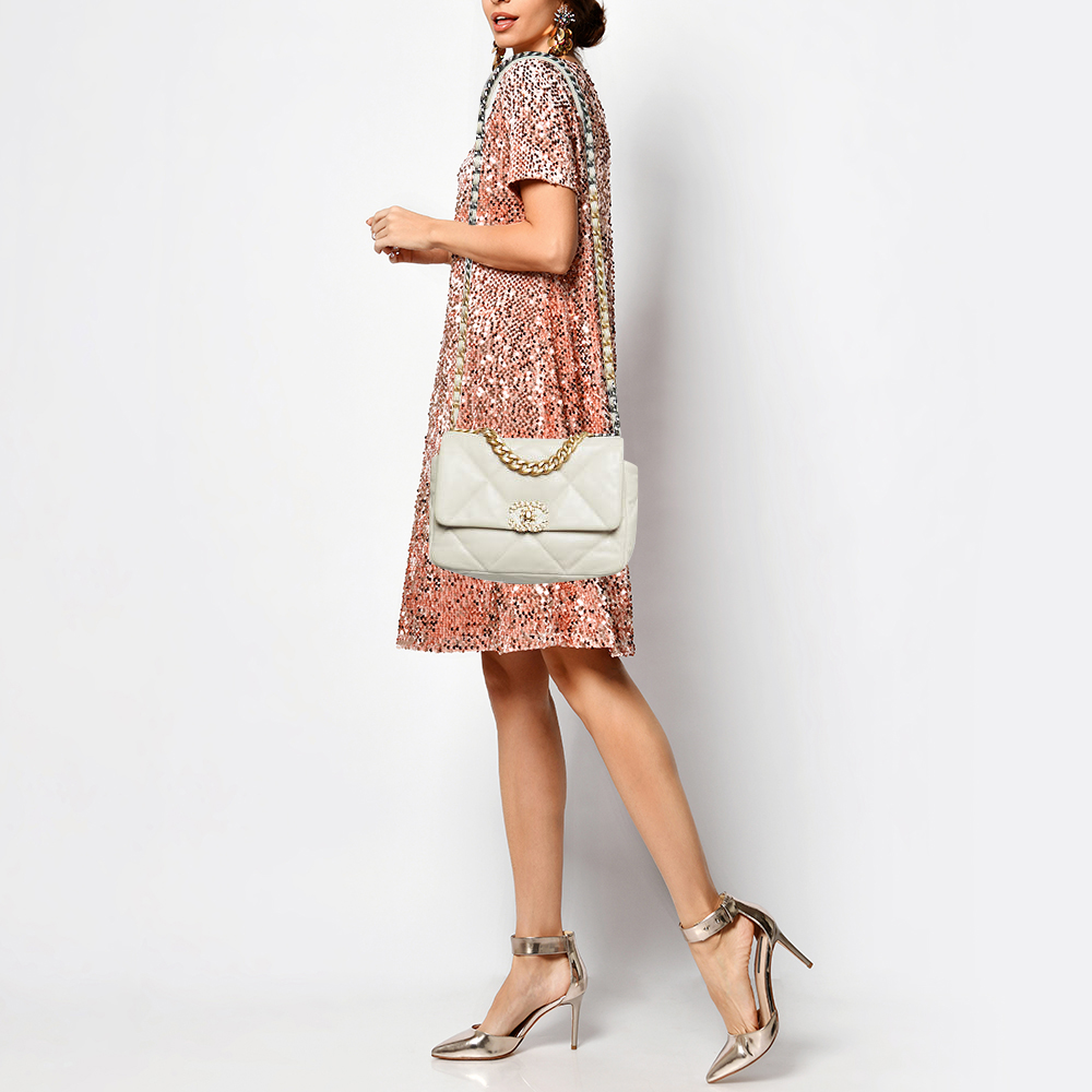 

Chanel Beige Quilted Leather Medium 19 Flap Bag