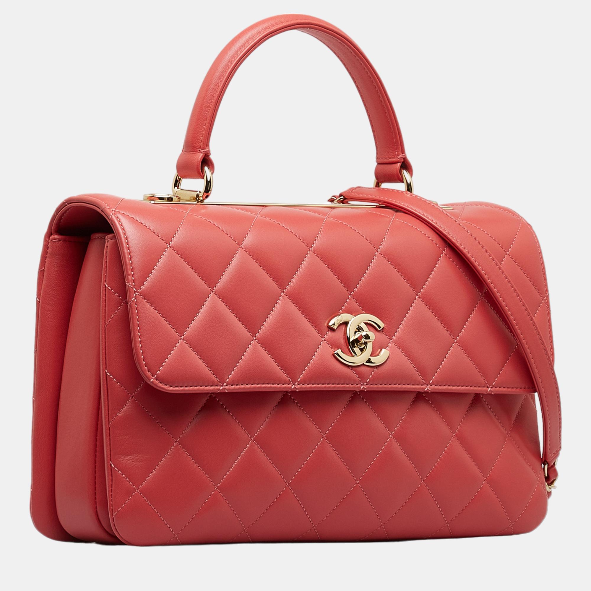 

Chanel Red Maxi Lambskin Matalesse Trendy Flap