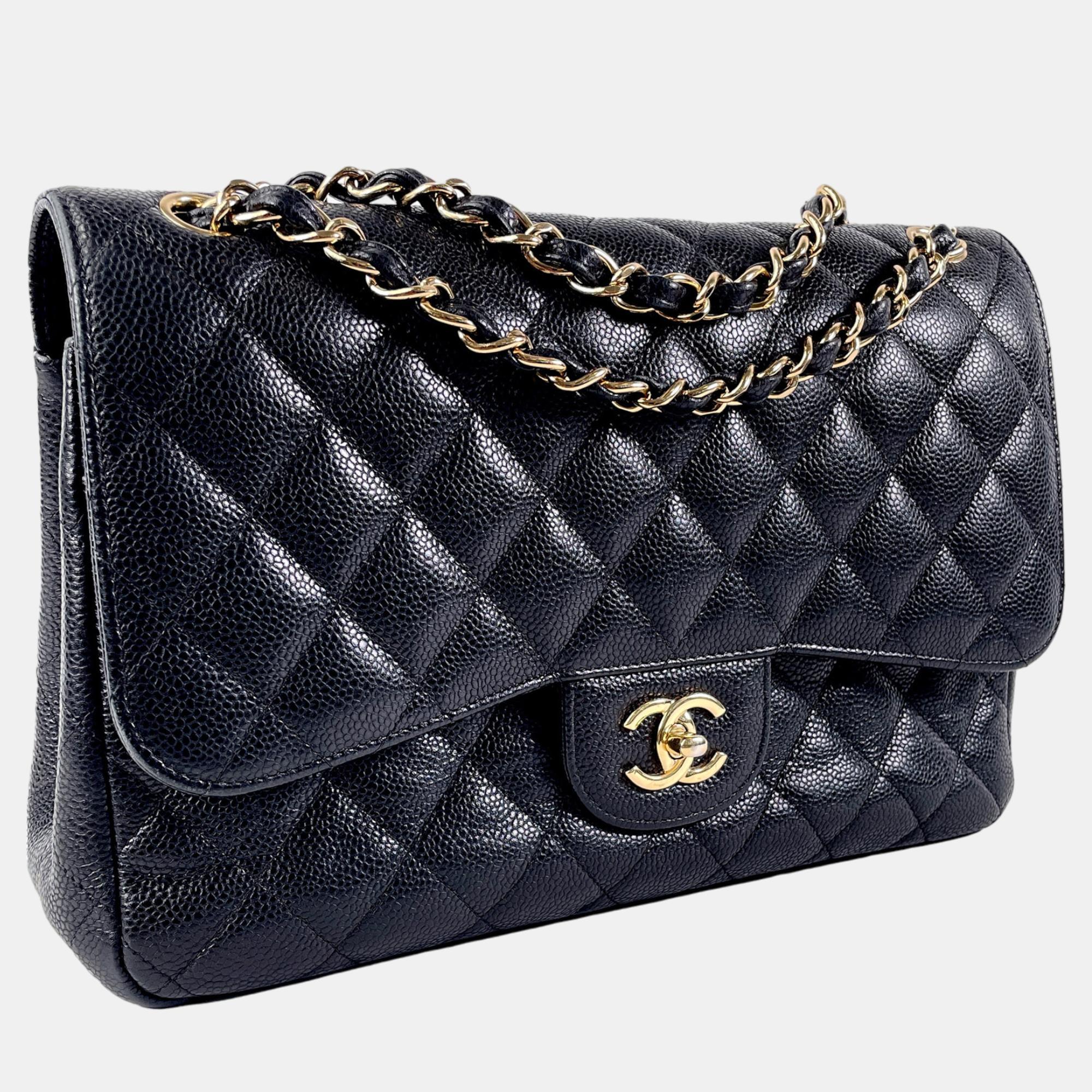 

Chanel Black Jumbo Classic Caviar Double Flap