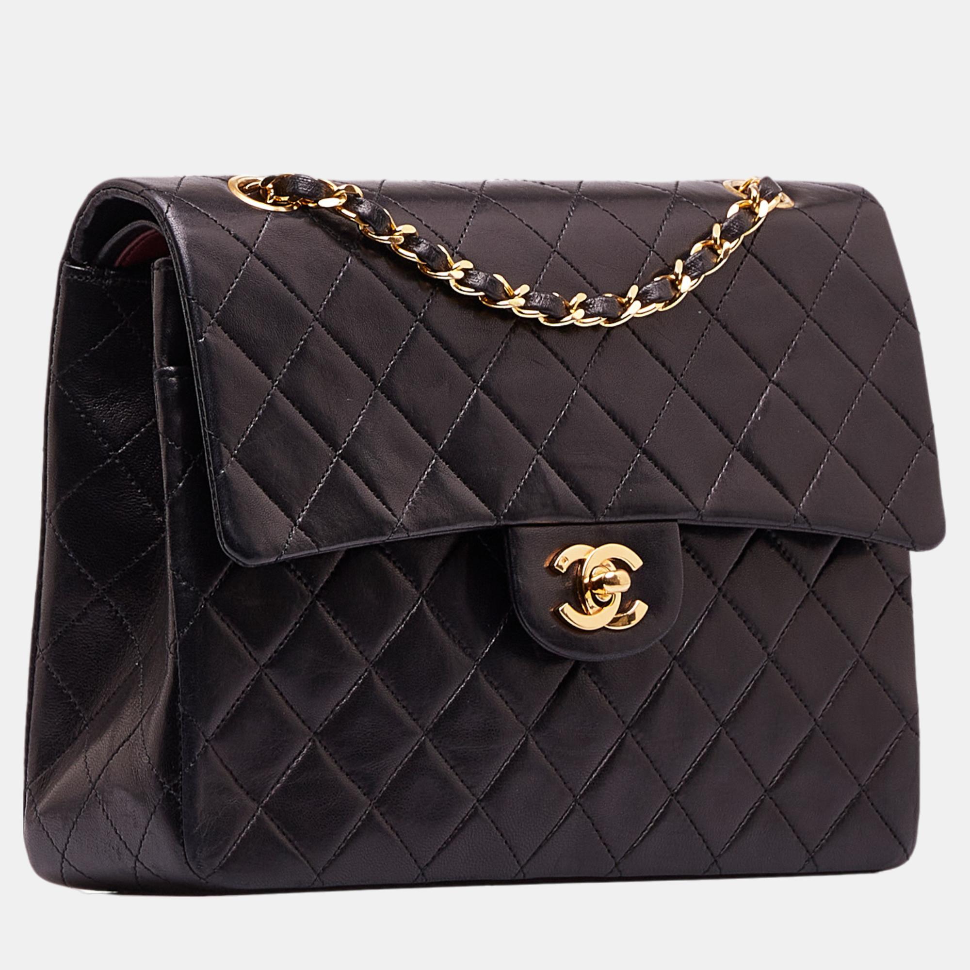 

Chanel Black Medium Tall Classic Lambskin Double Flap