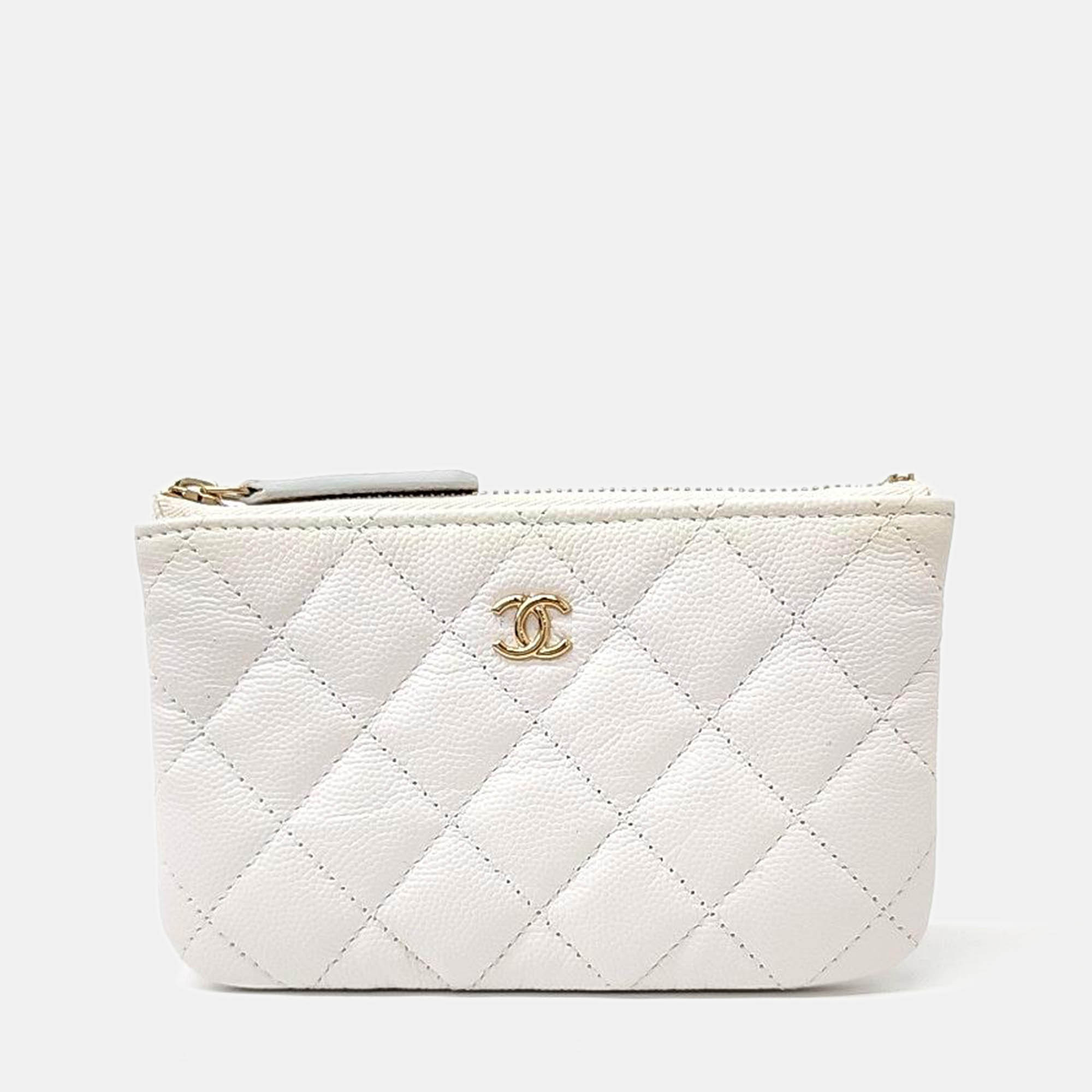 

Chanel White Caviar Quilted Small Pouch