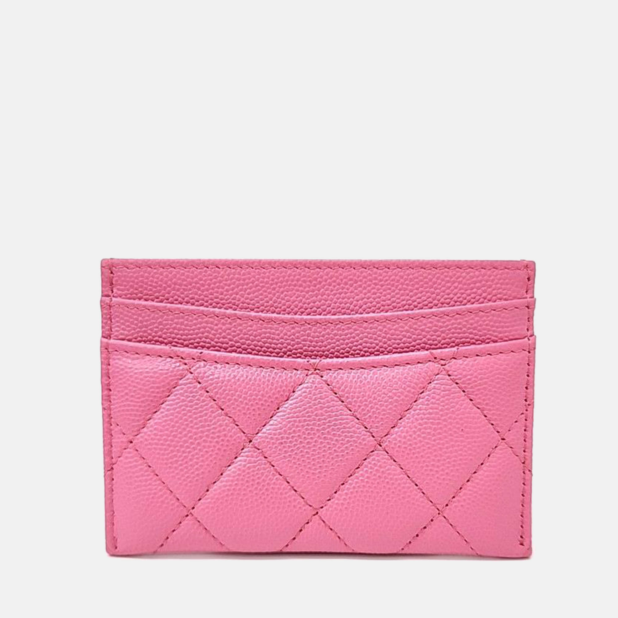 

Chanel Caviar card wallet, Pink