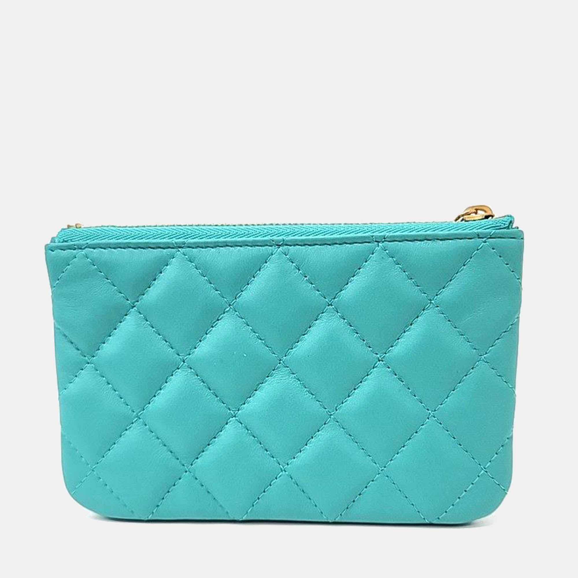

Chanel Leather Blue Pouch bag