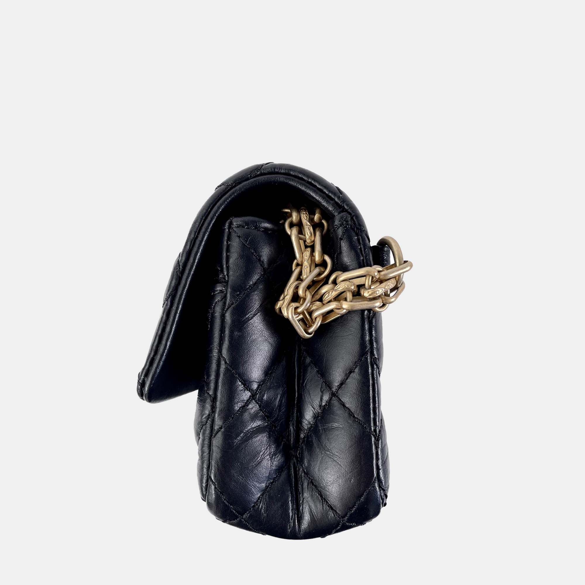 

Chanel Aged Calfskin Quilted 2.55 Reissue Belt Bag, Black