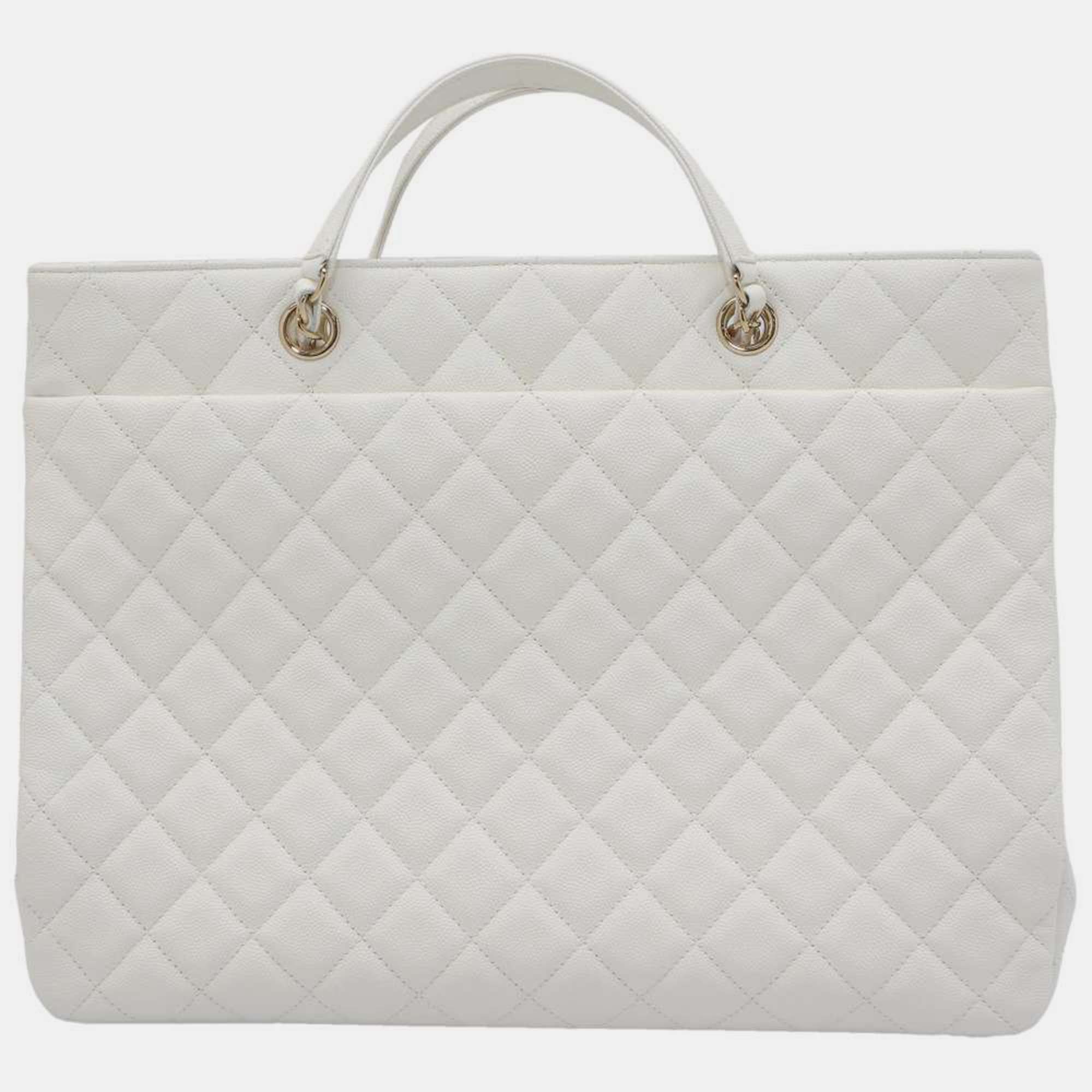 

Chanel White Leather CC Tote