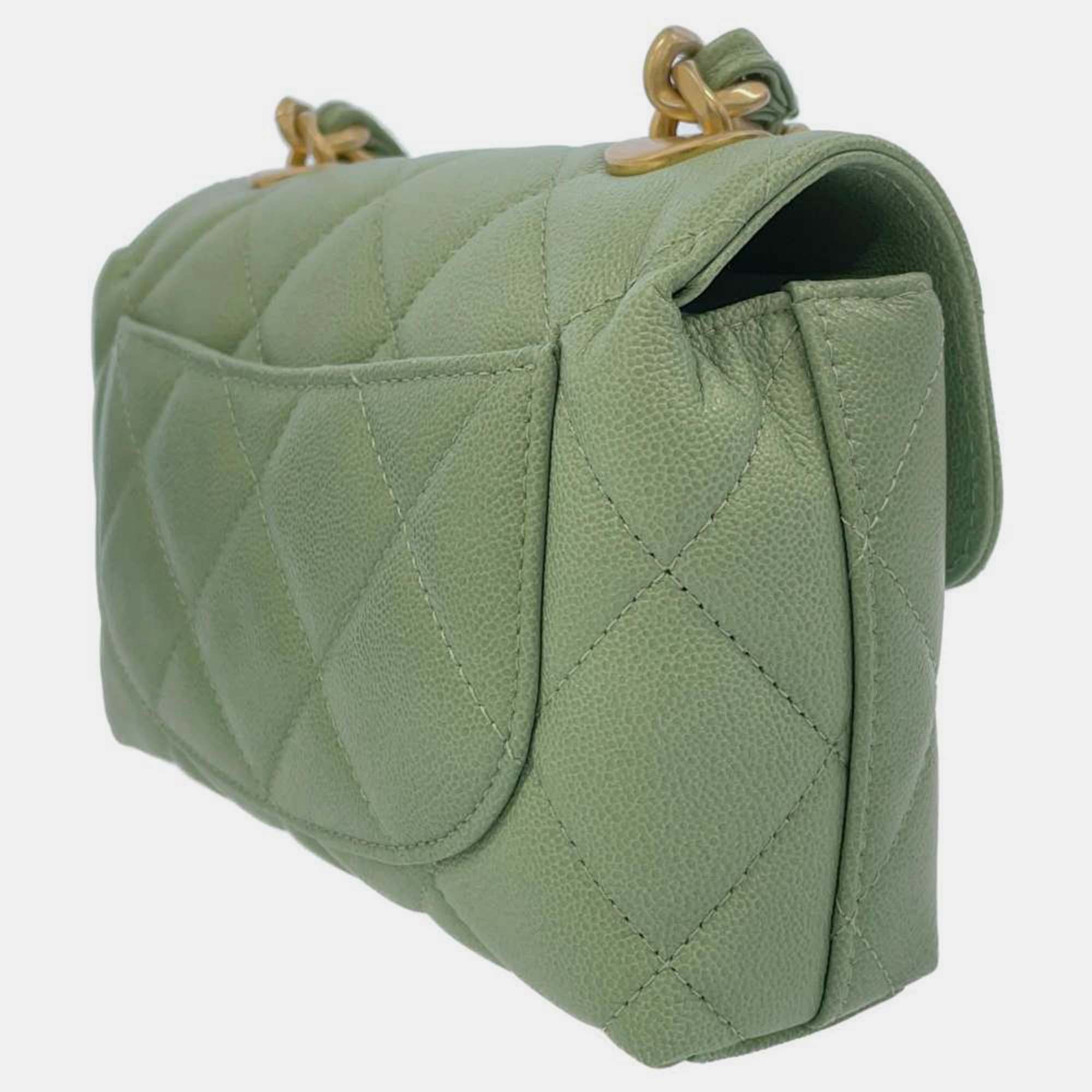

Chanel Green Leather cc Flap Bag