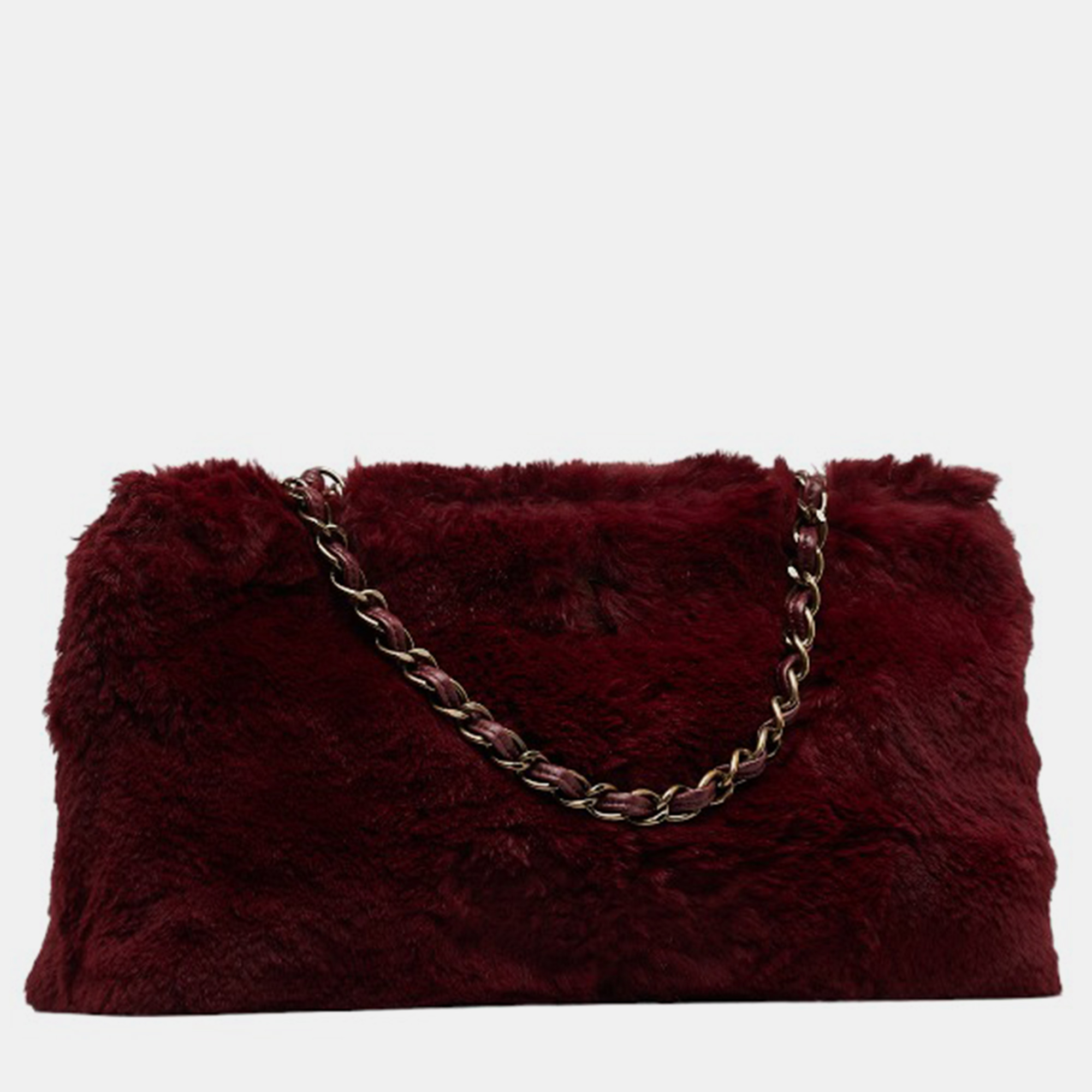 

Chanel Red Fur & Leather Chain Shoulder Bag