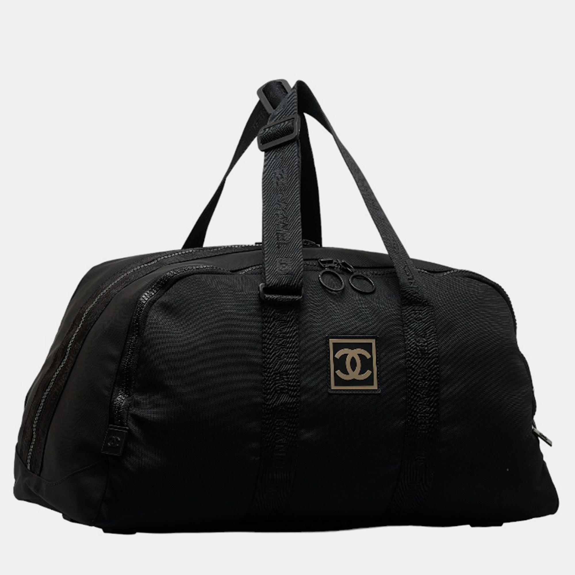 

Chanel Black Canvas CC Sports Line Nylon Boston Bag