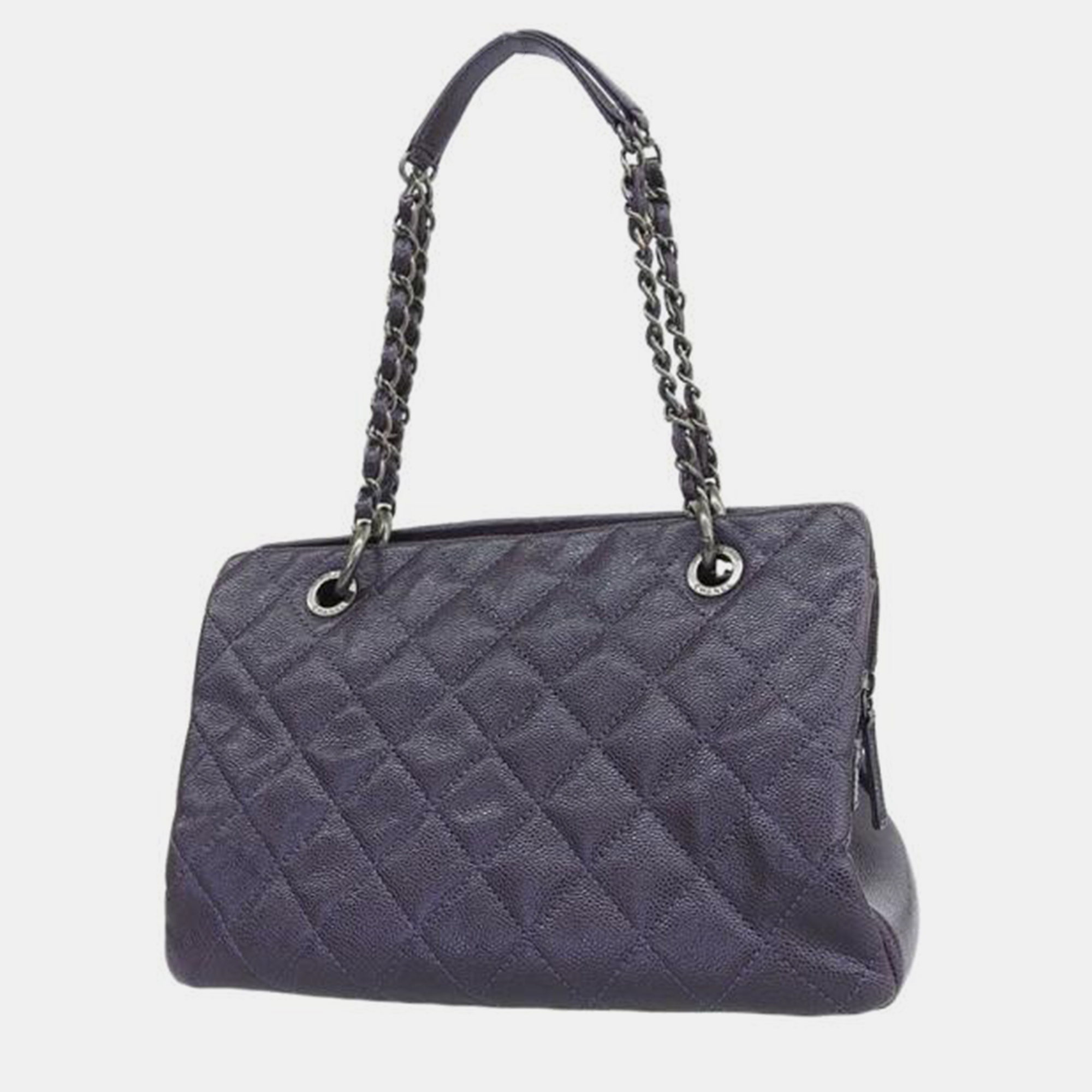 

Chanel Purple CC Quilted Caviar Chain Tote Bag