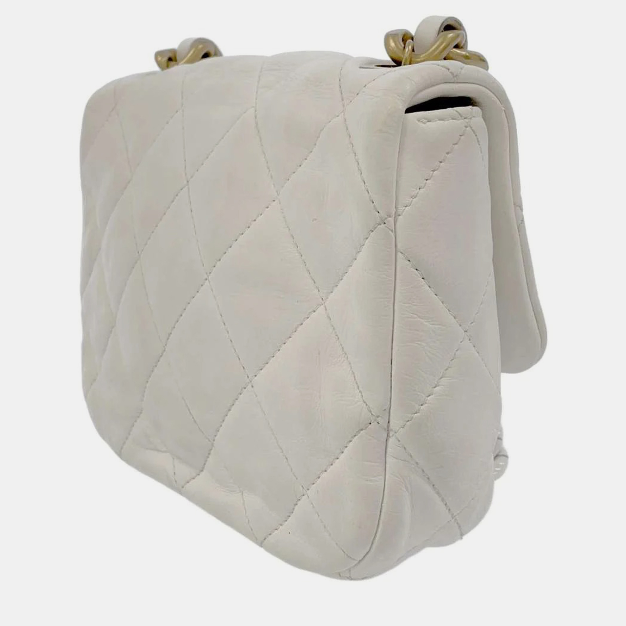 

Chanel White Leather CC Flap Bag