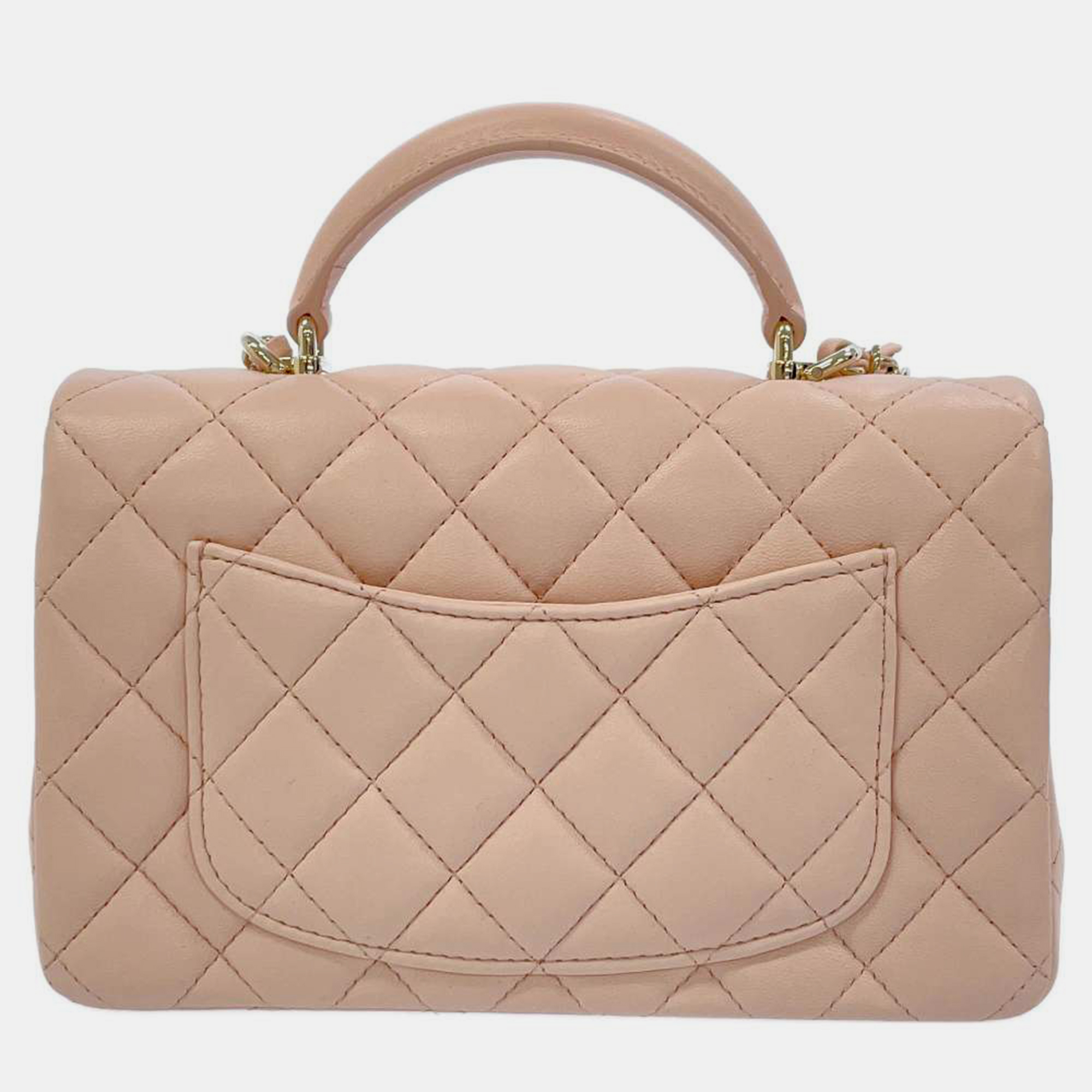 

Chanel Pink Leather Mini Top Handle Flap Bag