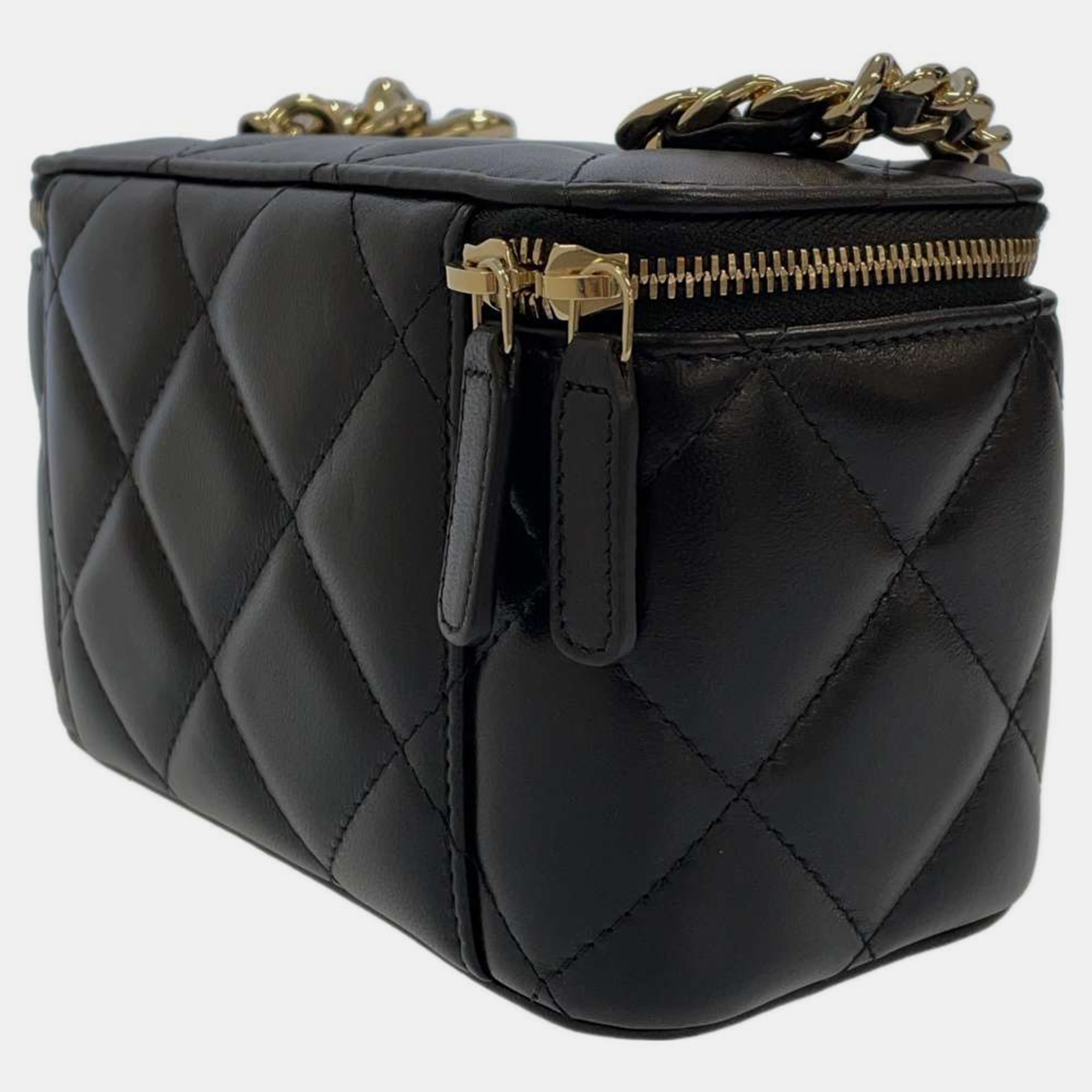 

Chanel Black Leather Chain Vanity Shoulder Bag